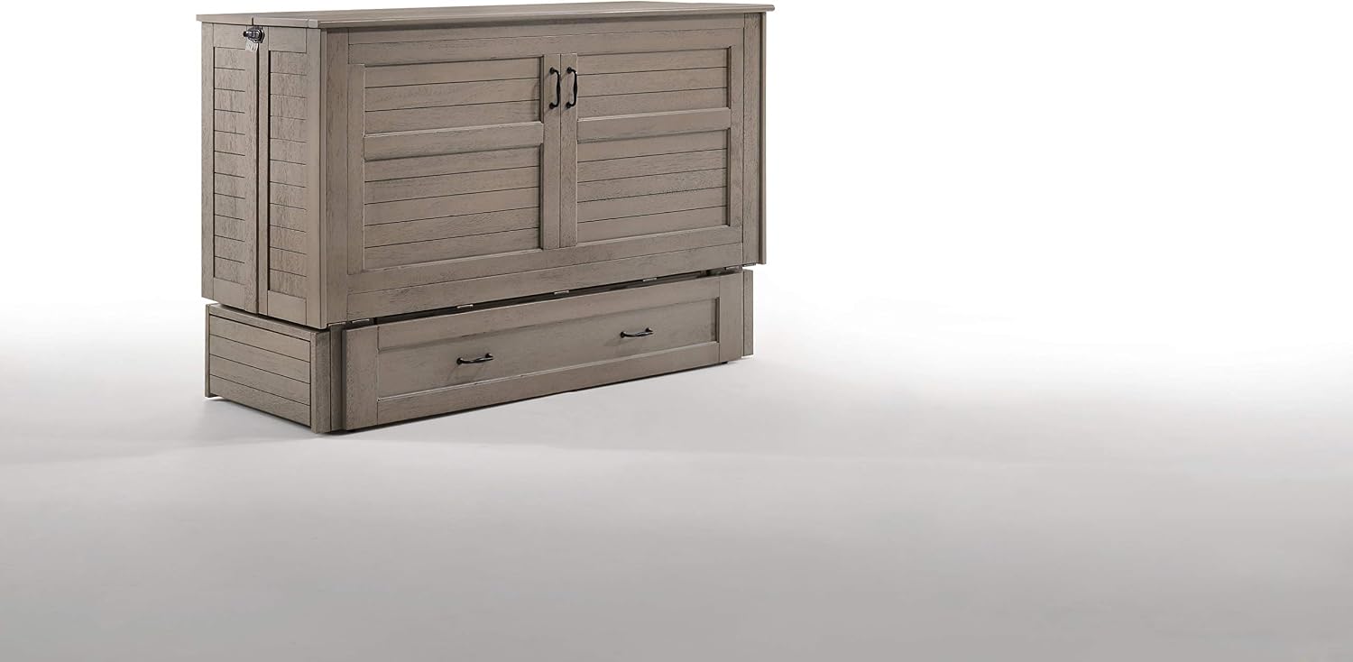 Night & Day Furniture Poppy Brushed Driftwood with Mattress Murphy Cabinet Bed, Queen,