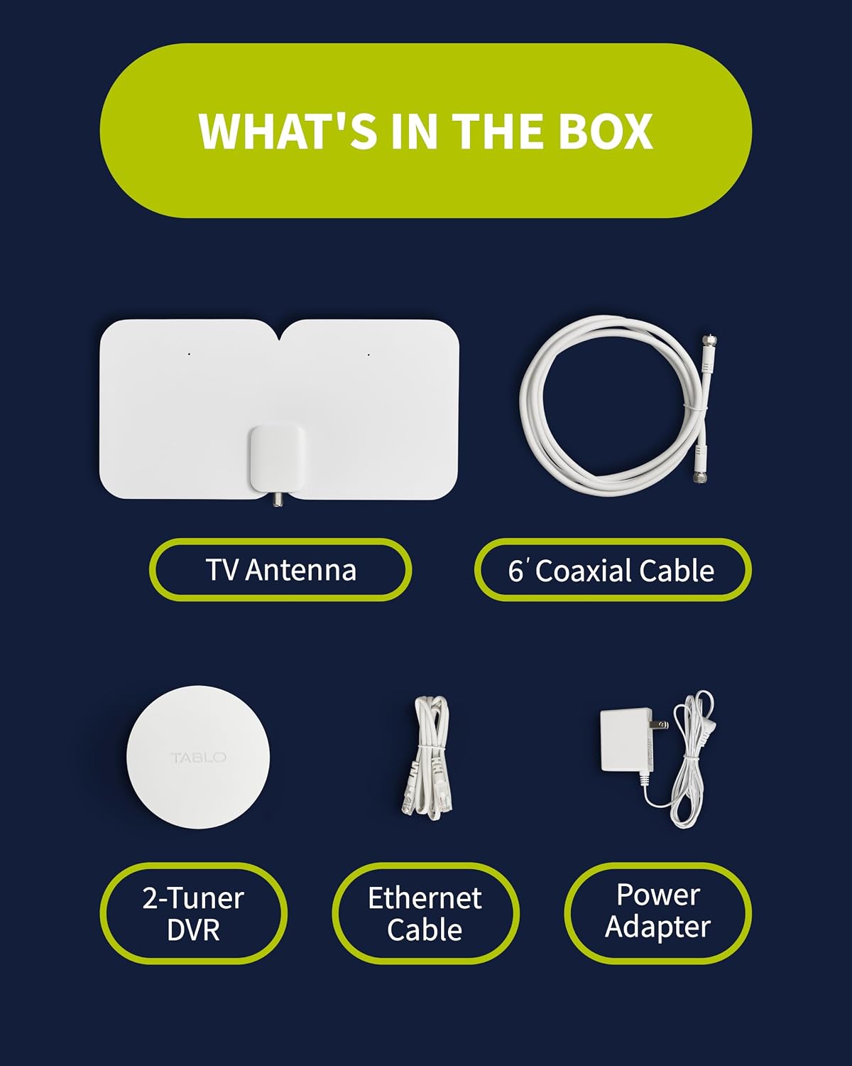Tablo TV 4th Gen 2‑Tuner Over‑The‑Air DVR + Antenna – No Subscriptions | 35-mile range TV Antenna Included | Works with Compatible Devices