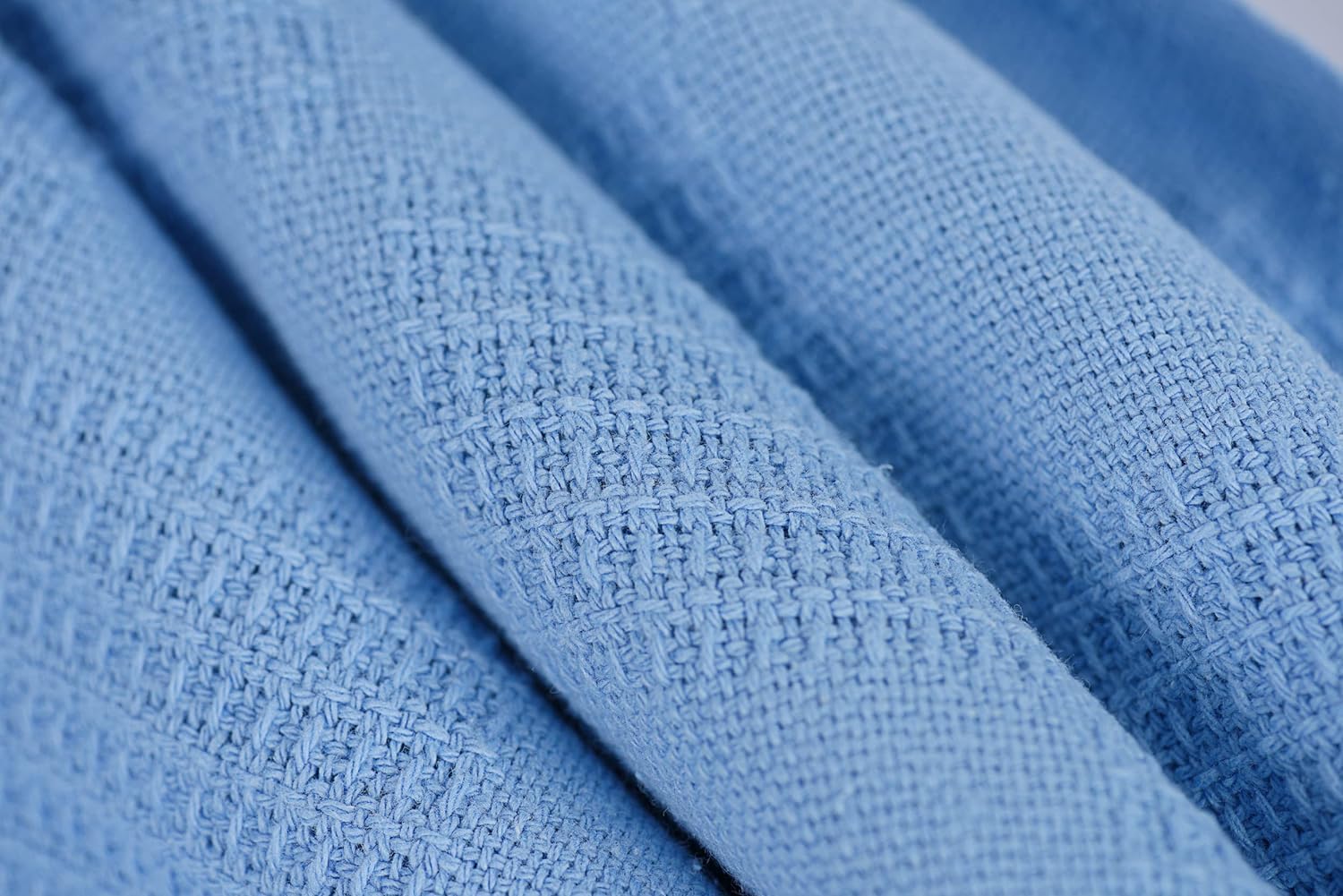 Linteum Textile Hospital Thermal SNAGLESS Spread Blanket, 100% Cotton (74x100 in, Blue)