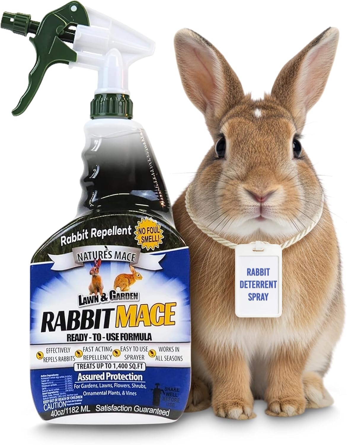 Nature's MACE Rabbit Mace Rabbit Repellent Spray & Concentrate Kit | Outdoor Rabbit Repellent, Covers 29,400 Sq Ft, Mint Scent, Safe Around Pets, People & Plants.