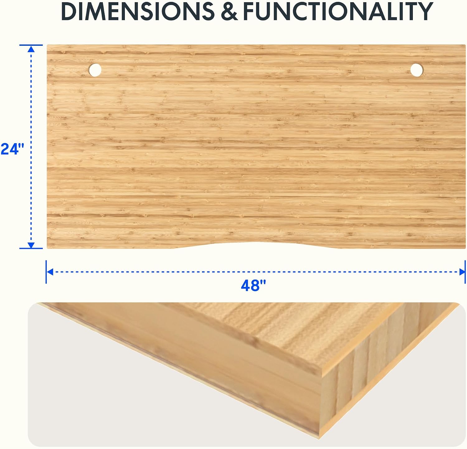 FLEXISPOT Acacia Solid Wood 55"x28" Butcher Block Desktop, Walnut | Acacia Solid Wood, Thick Beveled Edge, For Standing Desk, Office Table, Workbench, DIY Furniture Projects