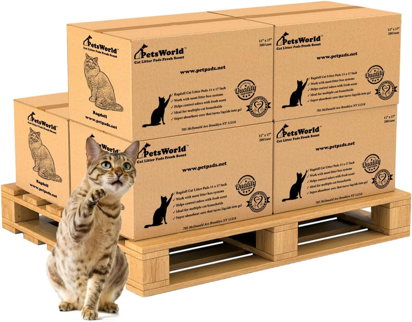 PetsWorld Universal Fit Cat Pad Refills for Litter Box, Fresh Scent, Odor Control, Pack of 200