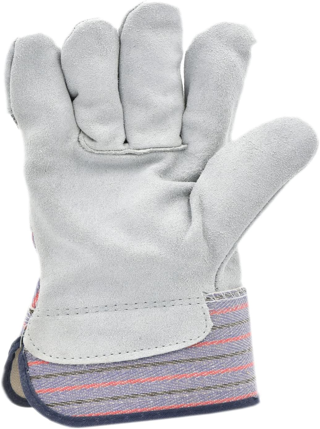 5 Pair Pack Leather Palm Work Gloves Cowhide Leather Suede Finish A Grade Premium