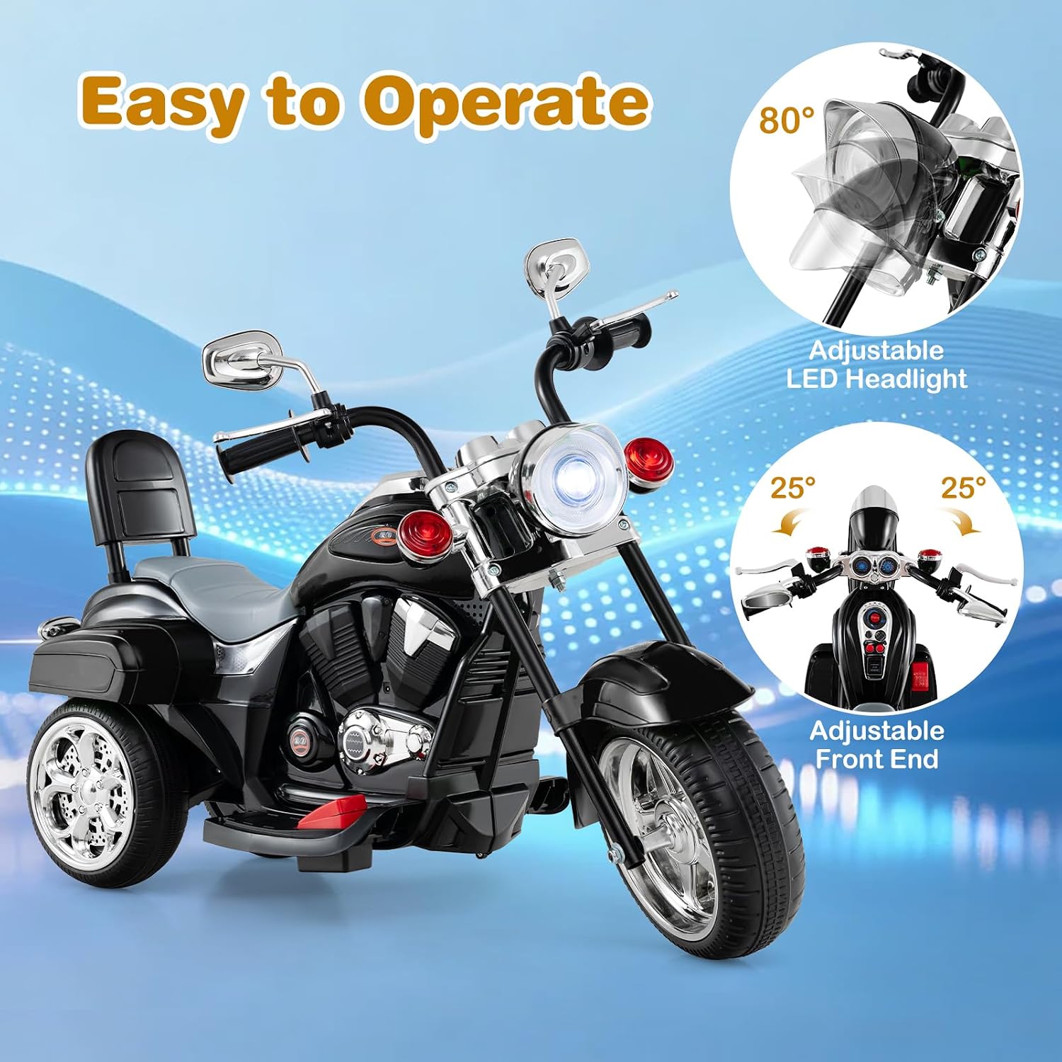 Costzon 6V Ride on Chopper Kids Motorcycle with Horn, Headlight (Red)