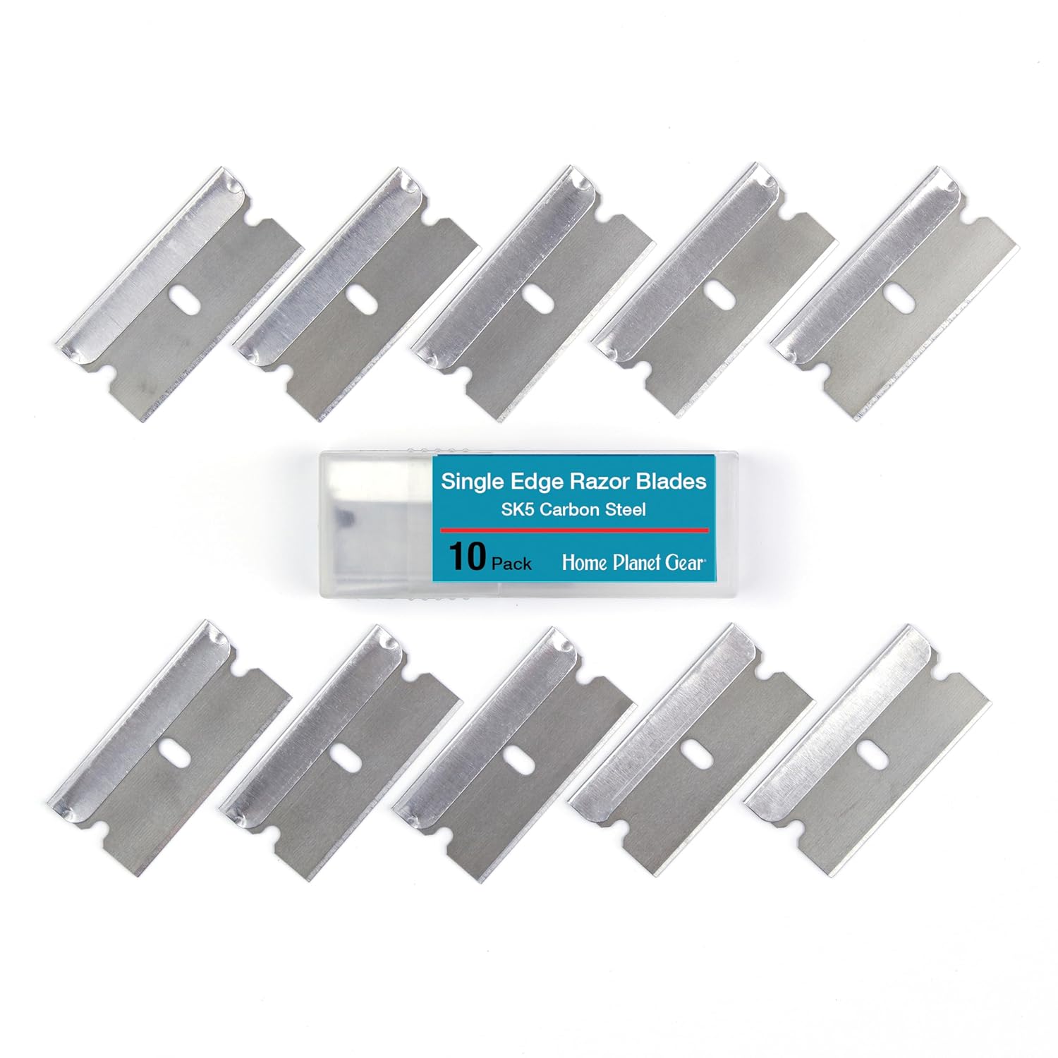 Single Edge Razor Blade 10 Pack - Straight Edge Razor - Ten Sharp Flat Blades in Convenient Storage Box - Oven Scraper Razors Refills - Heavy Duty