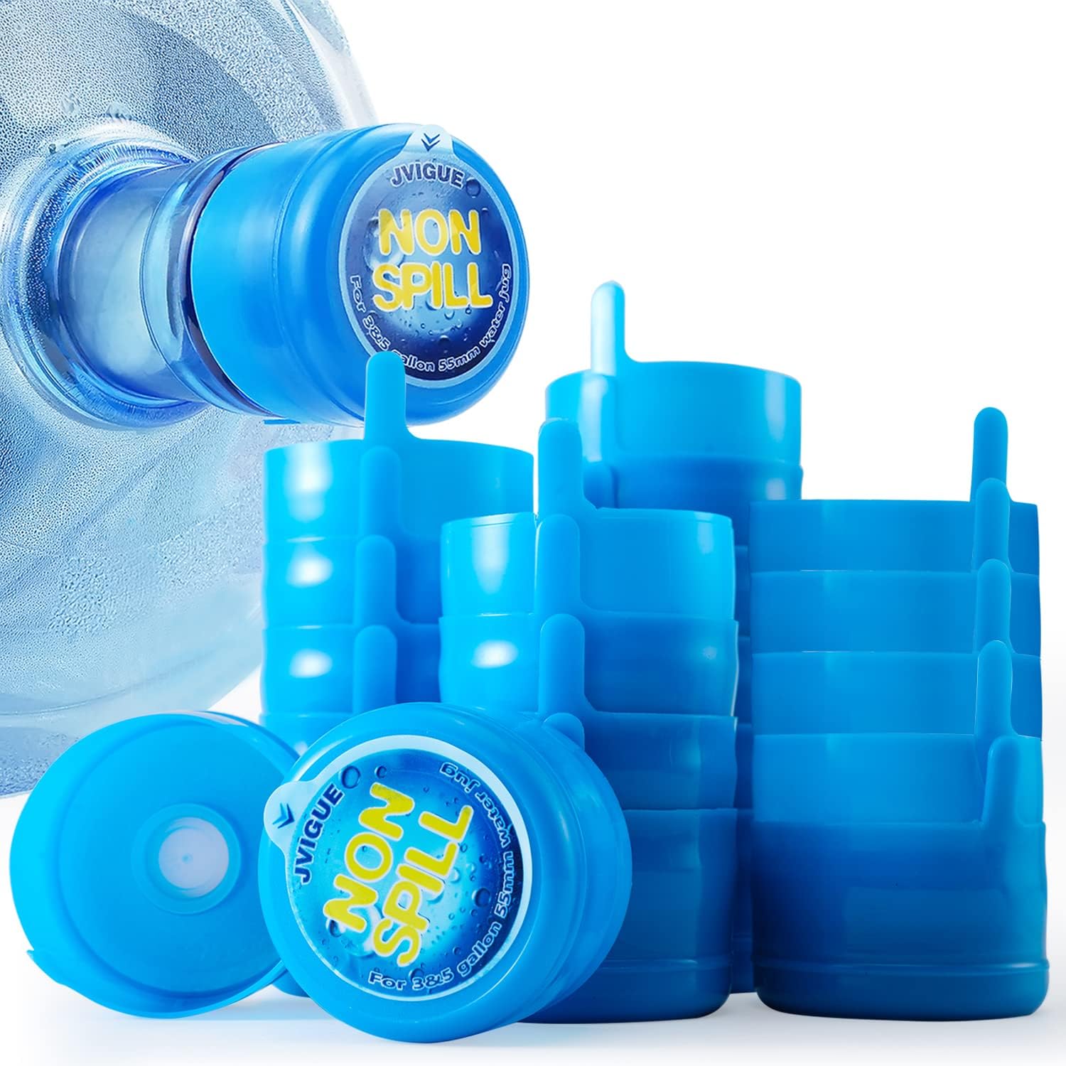 3 & 5 Gallon Water Jug Cap Replacement Non Spill Bottle Caps Pack of 20 | Anti Splash Peel, 5 gallon water bottles caps