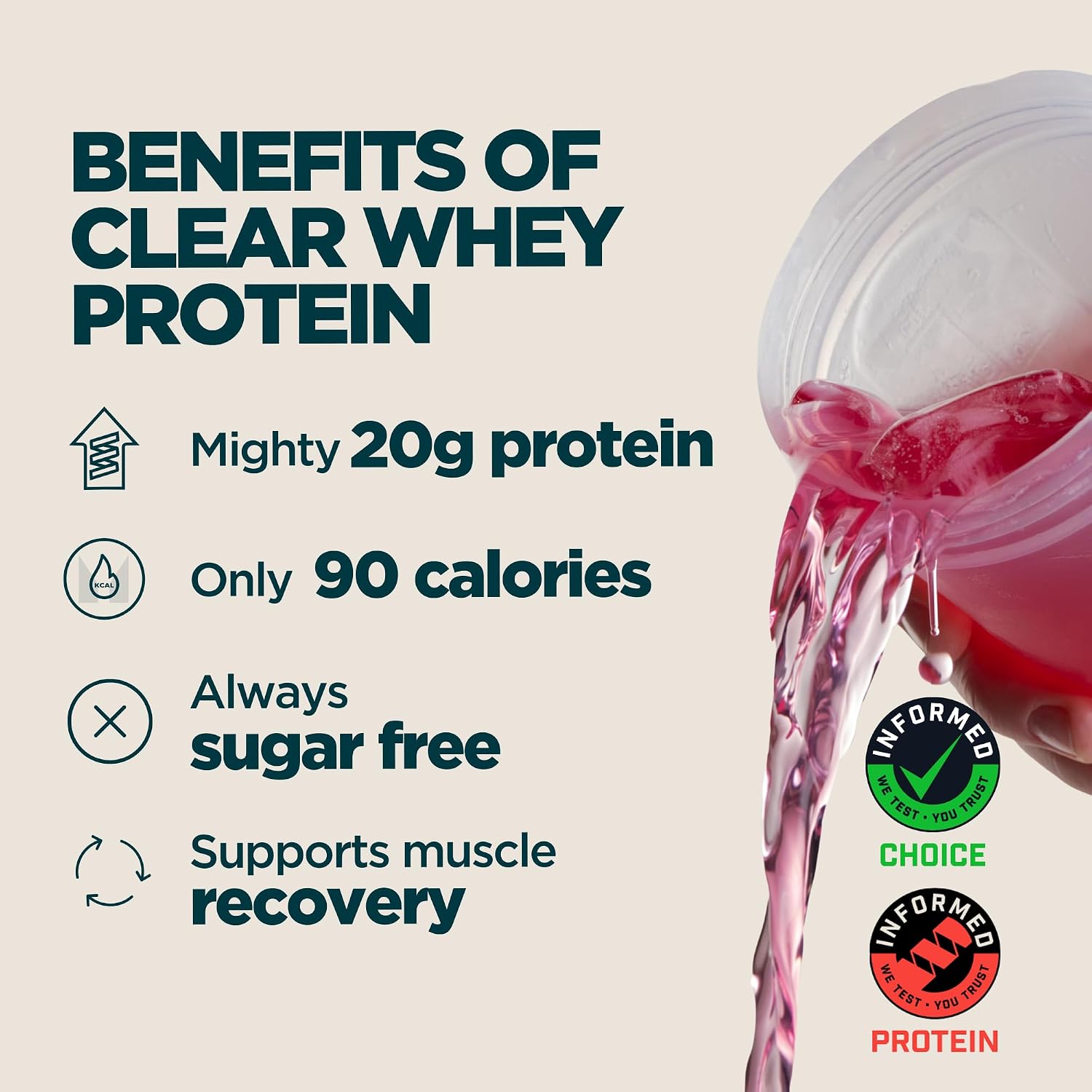 Myprotein Clear Whey Isolate Protein Powder, 35 Servings, (1.9lbs) Strawberry, 20g Protein per Serving, Naturally Flavored Drink Mix
