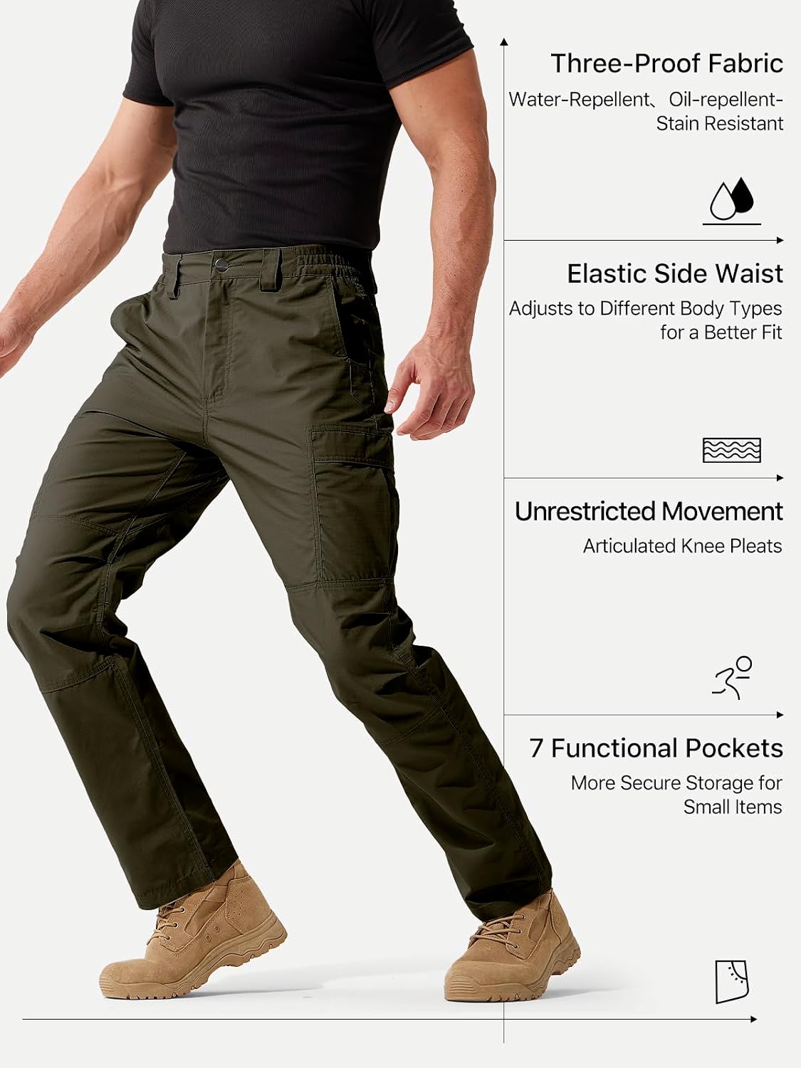 FREE SOLDIER Mens Cargo Work Tactical Pants Ripstop