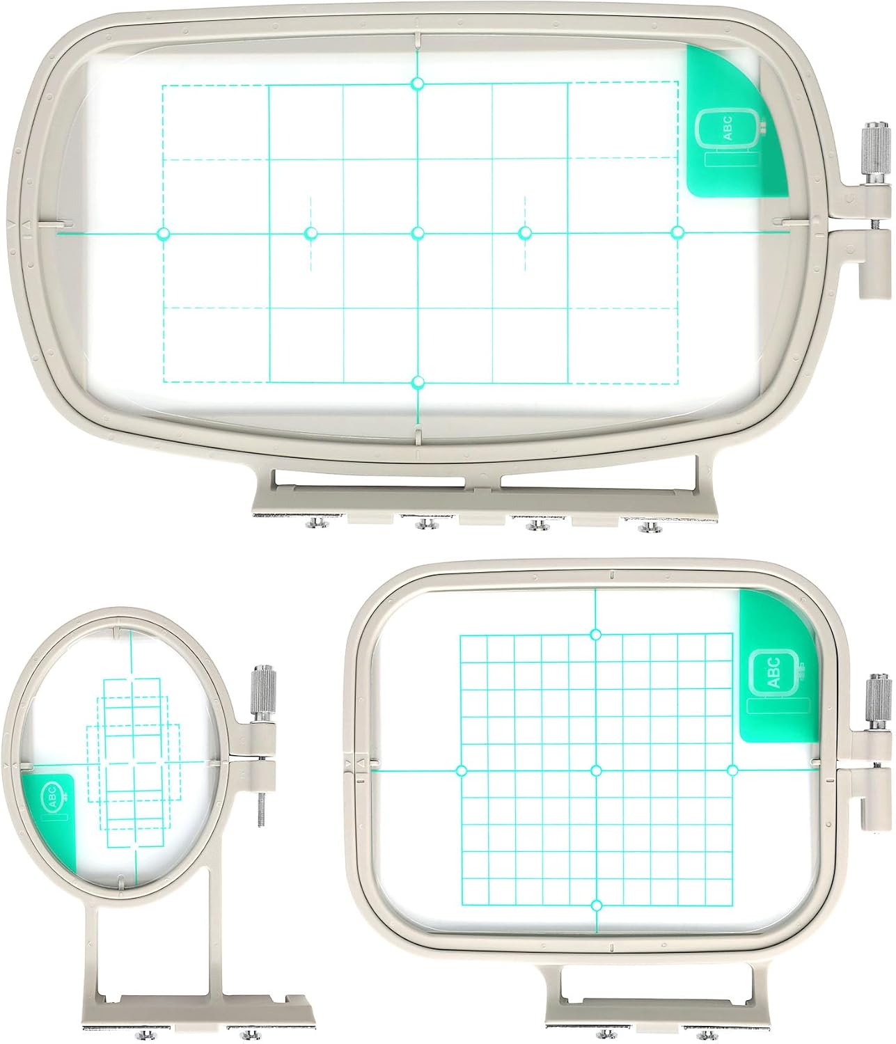 Sew Tech 3pcs Embroidery Hoops for Brother, 1x2.5 4x4 4x6.75in Frame Set