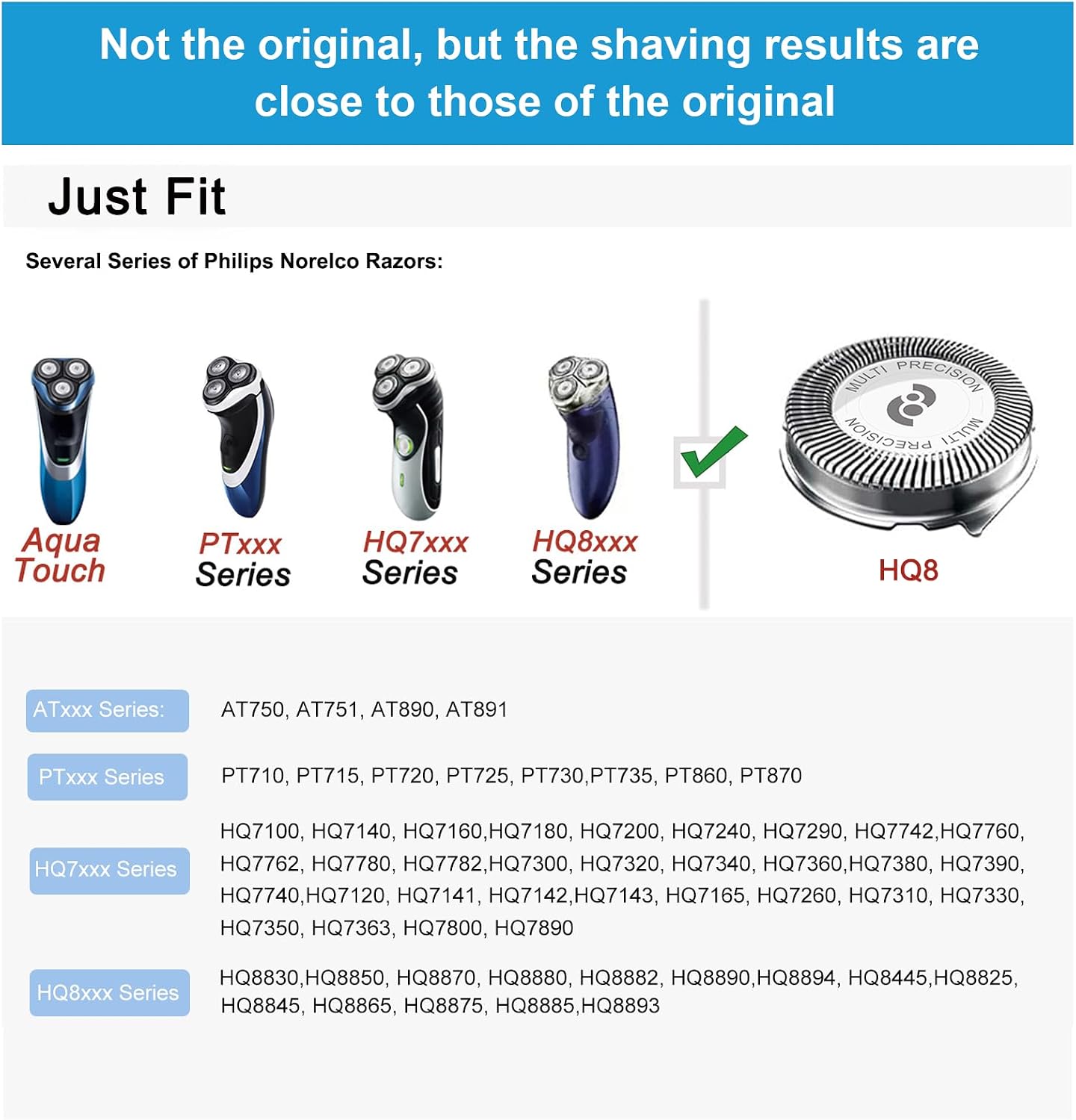HQ8 Replacement Heads for Philips Norelco Shavers, HQ8 Blades, 3 PCS/Pack