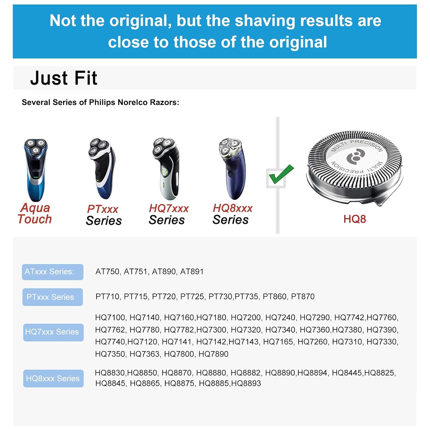 HQ8 Replacement Heads Compatible With Philips Norelco Aquatec Shaver