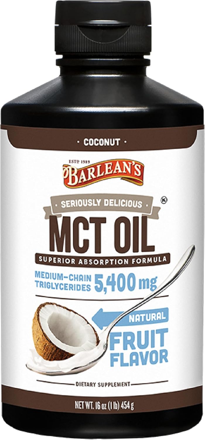 Barlean's MCT Oil Supplement, Coconut Flavored for Keto Coffee, Emulsified Creamy Liquid Syrup with 5,400mg Plant-Based MCT's to Support Energy, Focus and Wellness, 16 oz | Coconut MCT oil, emulsified creamy liquid, keto coffee creamer, energy and focus…