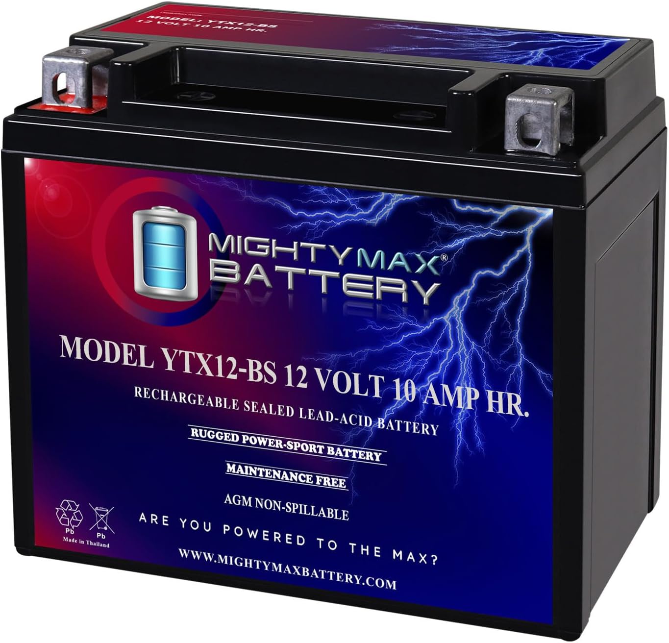 Mighty Max Battery YTX14-BS - 12 Volt 12 AH, 200 CCA, Rechargeable Maintenance Free SLA AGM Motorcycle Battery