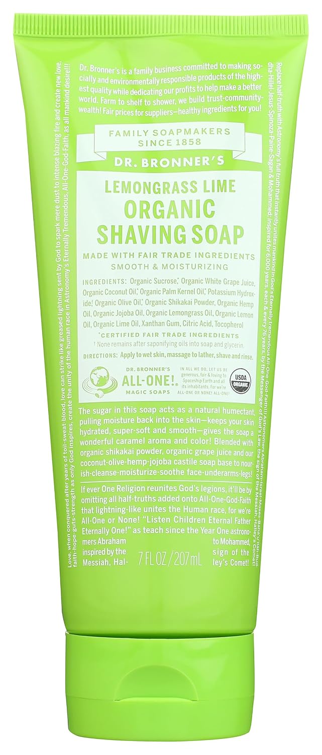 Dr Bronners, Shave Gel Lemongrasss Lime Organic, 7 Fl Oz