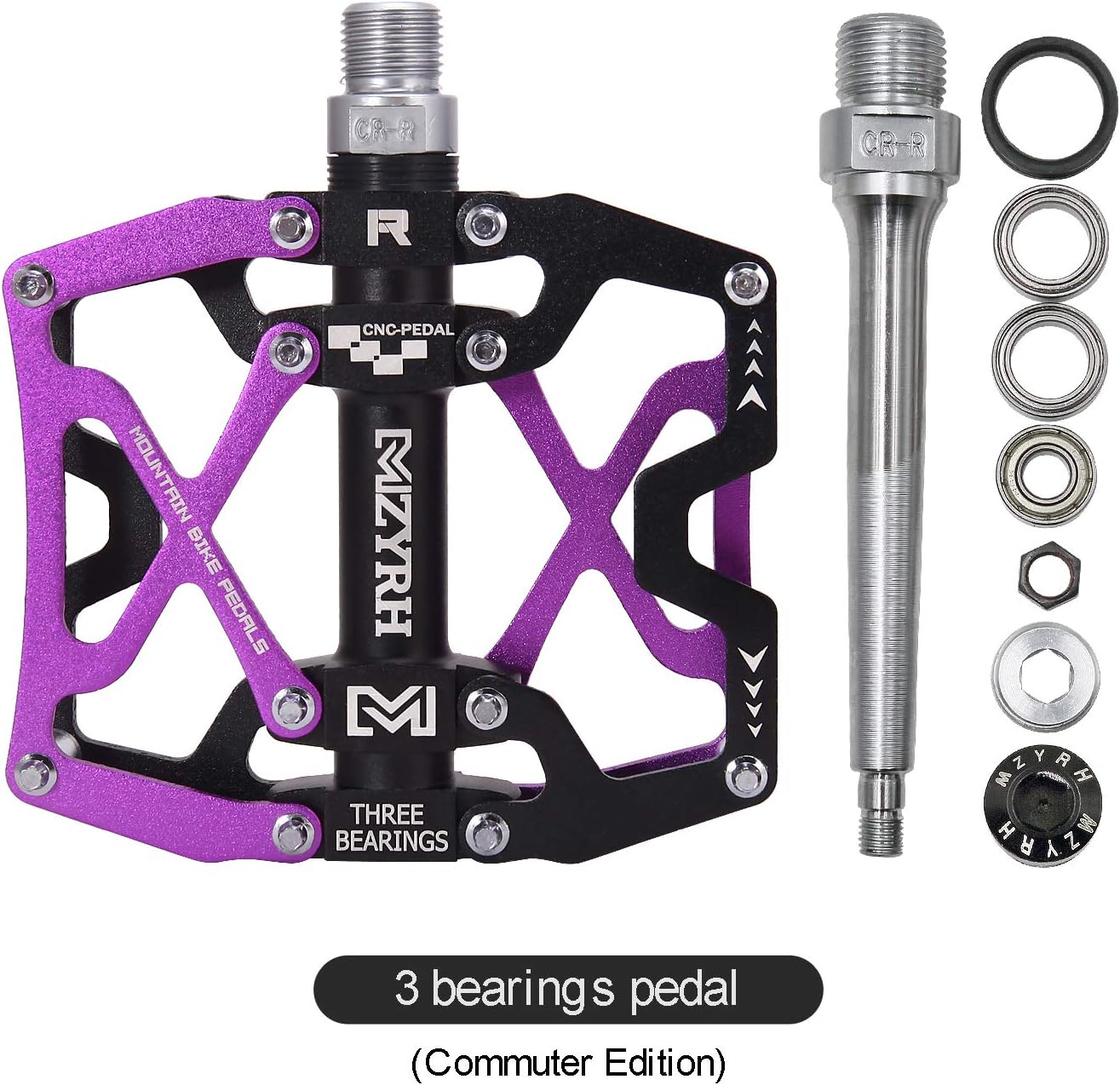 MZYRH Mountain Bike Pedals, Ultra Strong Colorful CNC Machined 9/16" Cycling Sealed 3 Bearing Pedals