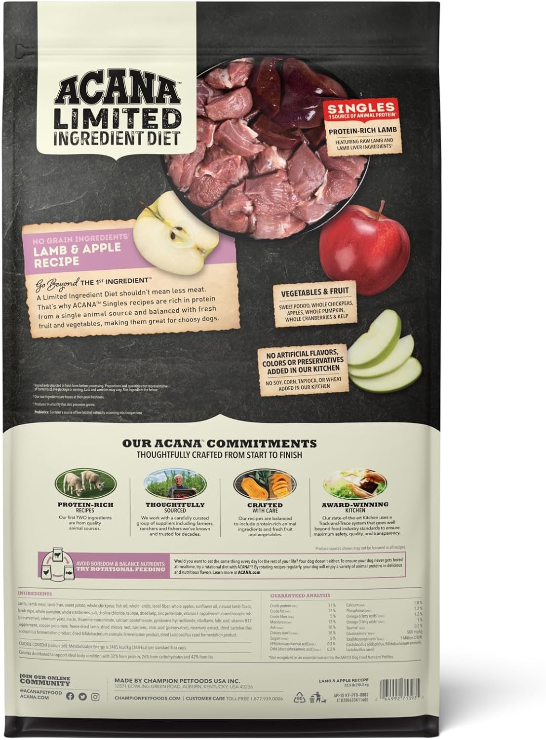 ACANA Singles Limited Ingredient Dry Dog Food Beef & Pumpkin 4.5lb Bag
