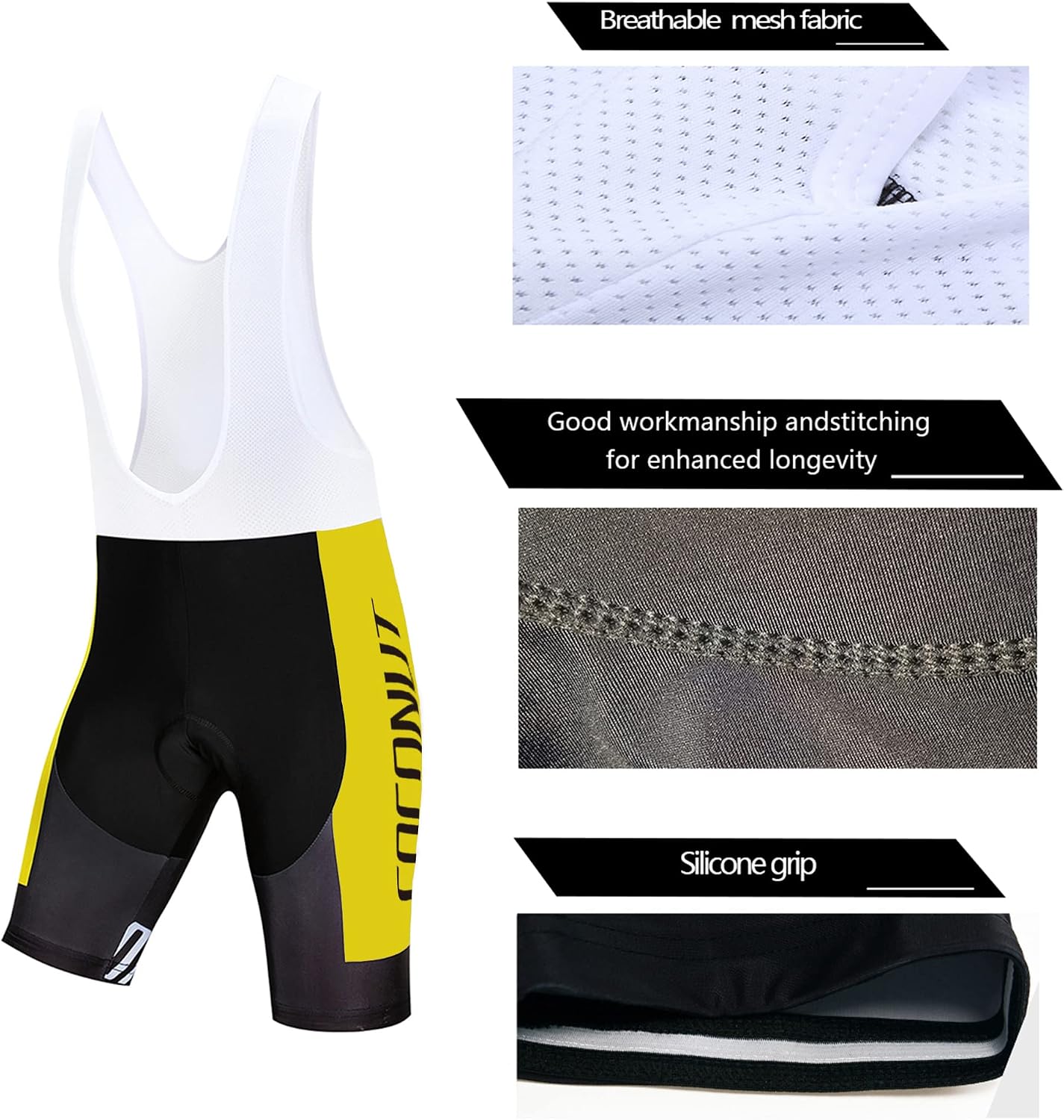 Coconut Ropamo CR Men's Cycling Jersey Set Road Bike Jersey Zipper Pocket Bib Shorts with 4D Padded Cycling Clothing Set