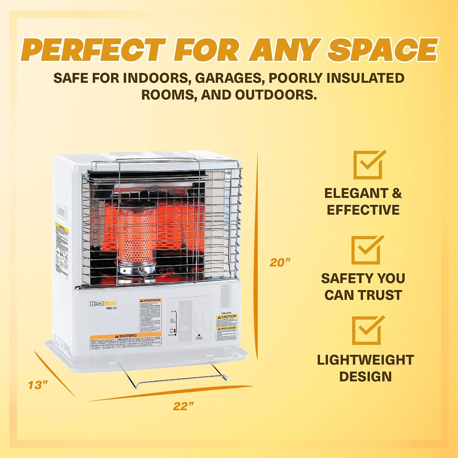Sengoku HeatMate Indoor & Outdoor Portable Kerosene Oil Heater, 10, 000 BTU, White - Cordless Space Heating Machine for Home, Office, Garage, Basement