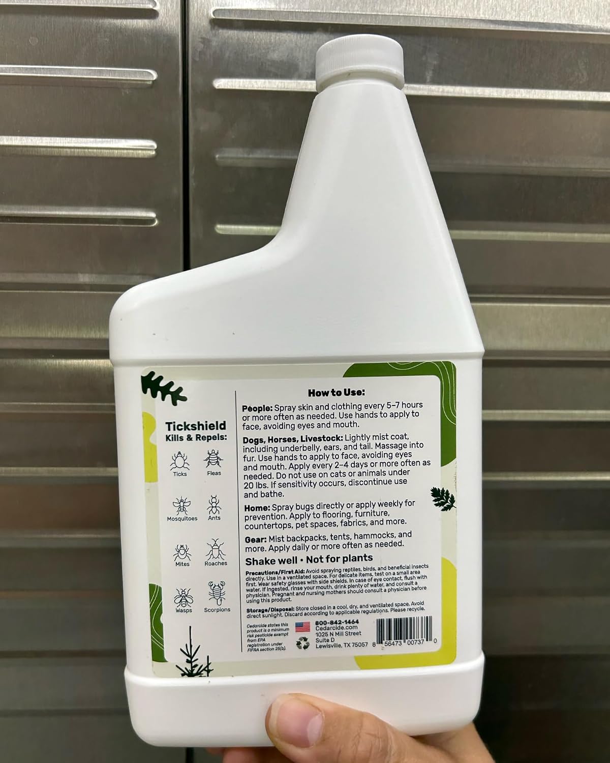 Cedarcide Tickshield with Lemongrass Biting Insect Spray (Pint) Kills and Repels Fleas, Ticks, Ants, Mites, and Mosquitoes