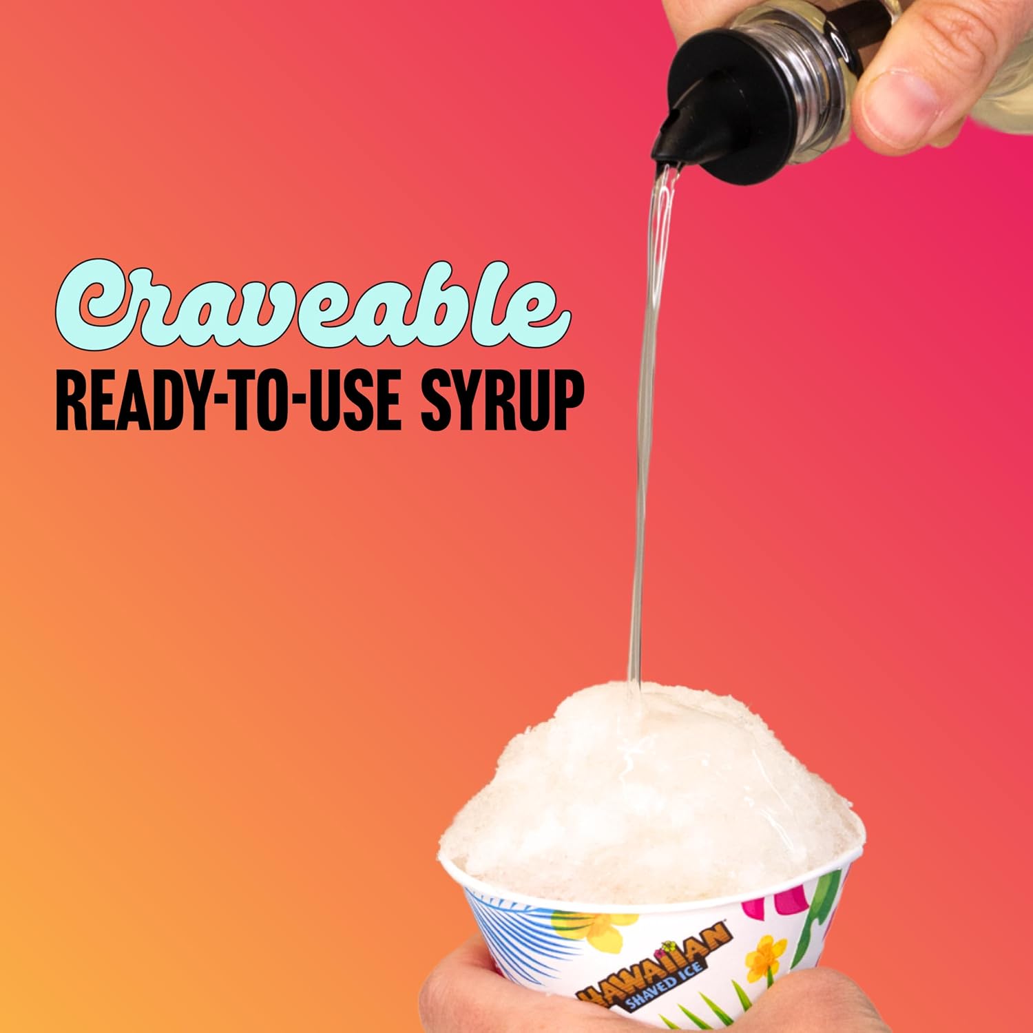 Hawaiian Shaved Ice Blue Raspberry Syrup - Made Nut Soy Dairy Free in the USA - Flavor Fluffy Shaved & Crunchy Snow Cone - Shelf Stable After Opening - Makes 8 Servings - 16 ounces