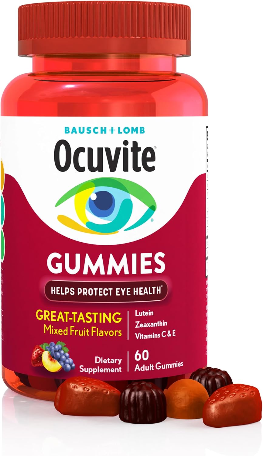 Ocuvite Eye Vitamin & Mineral Supplement, Gummy Multivitamin for Eyes, Zinc, Vitamin C & E