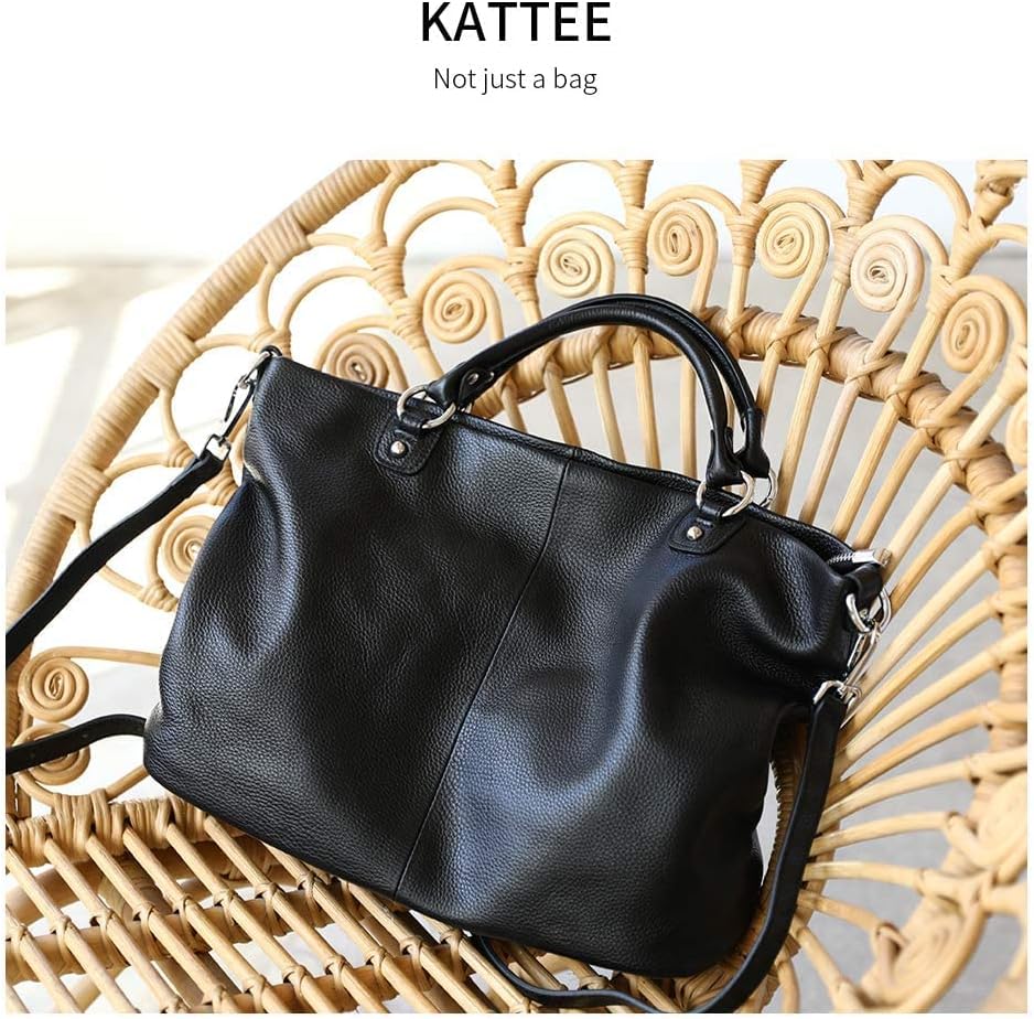 Kattee Genuine Leather Tote Purse for Women, Top Handle Satchel | Soft genuine leather tote with roomy storage and versatile carry for work, shopping, and travel.