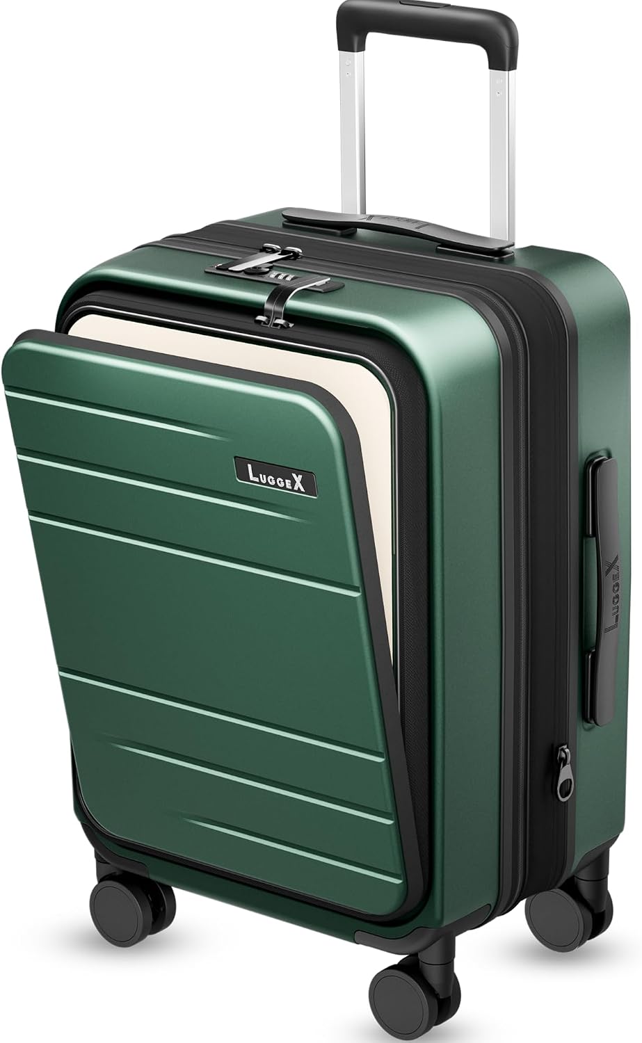 LUGGEX Checked Top Opening Expandable Suitcase, Black, 28" | Checked Luggage, Top Opening Design, 100% PC Hard Shell, Expandable Storage, TSA Approved Lock, 105L-115L Capacity, FX-Core