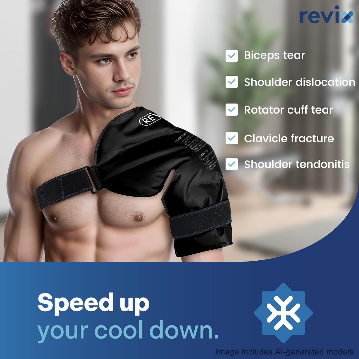 REVIX Shoulder Ice Pack Wrap for Rotator Cuff, Reusable Gel Cold Pack