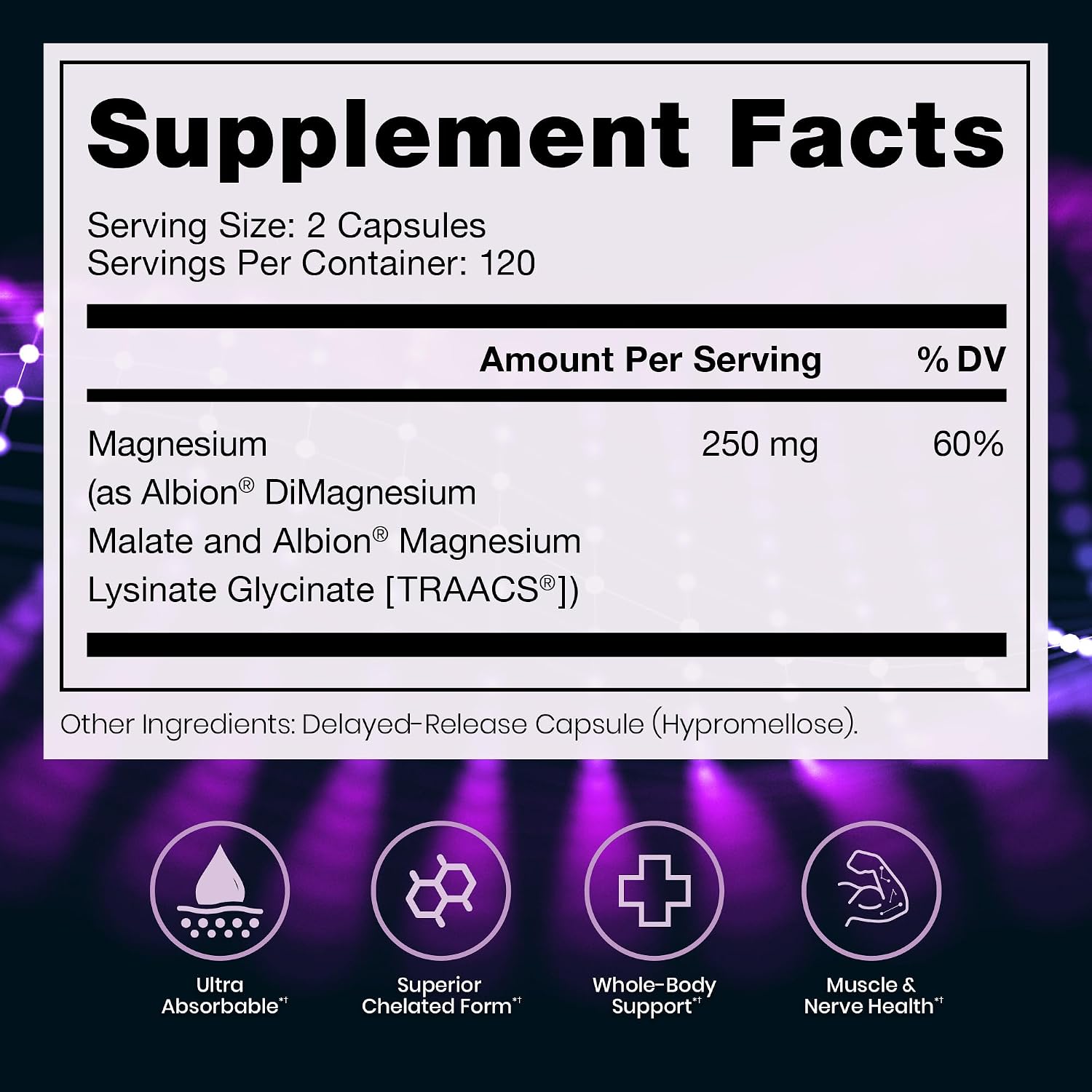Magnesium Lysinate Glycinate & Magnesium Malate, 120 Capsules