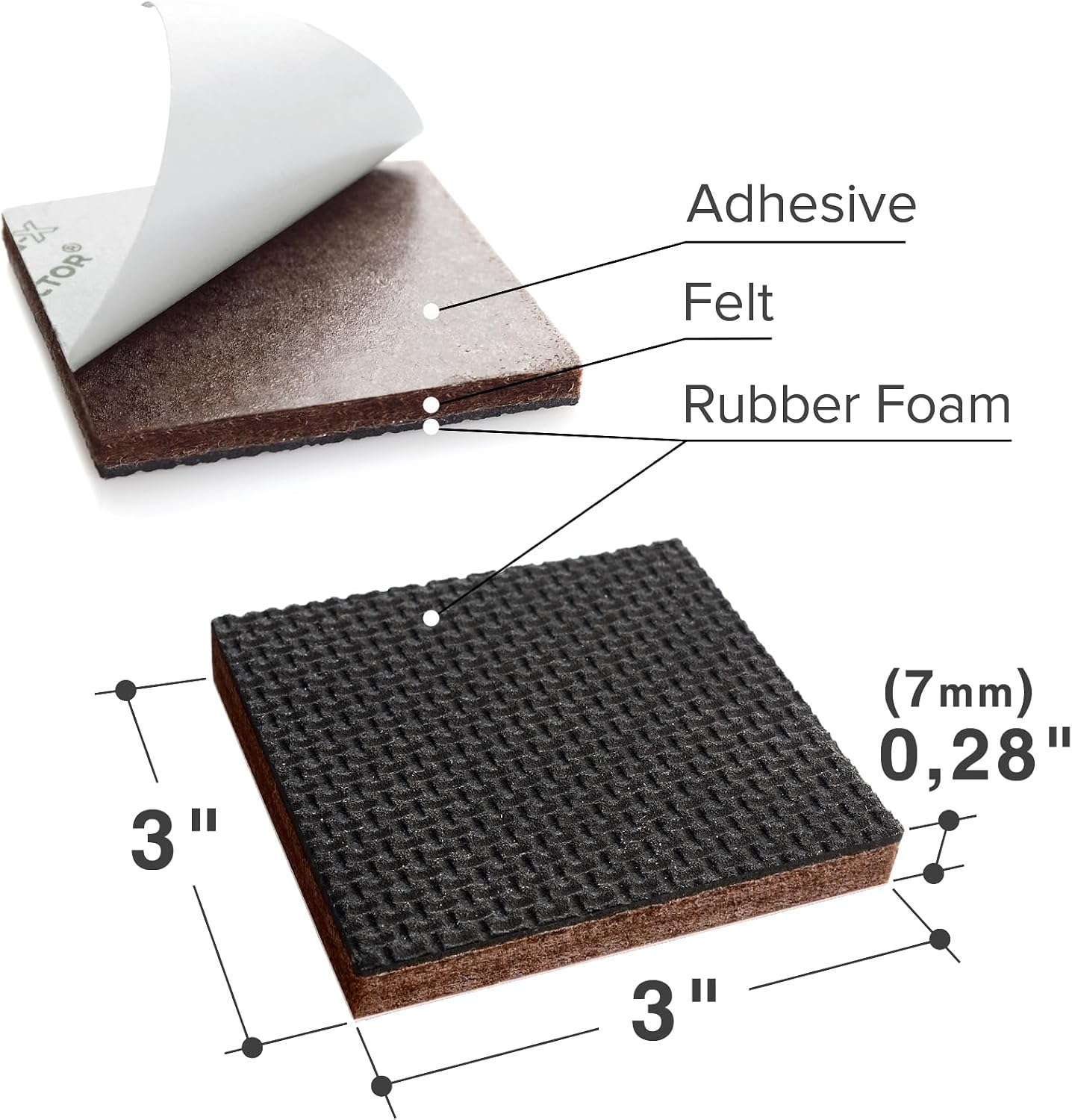 X-PROTECTOR Non Slip Furniture Pads – 12 Premium Furniture Grippers 3"! | Best SelfAdhesive Rubber Feet Furniture Feet – Ideal Non Skid Furniture Pad Floor Protectors – Keep Furniture in Place!