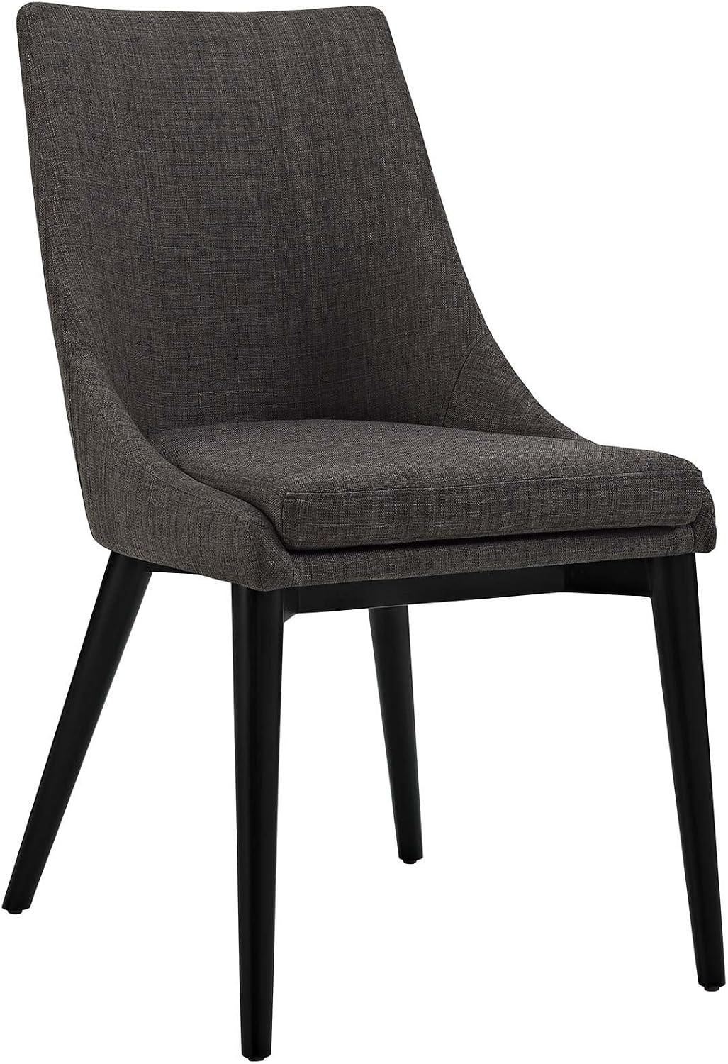 Contemporary Modern Urban Designer Dining Kitchen Room Side Dining Chair Brown Fabric Rattan Wicker