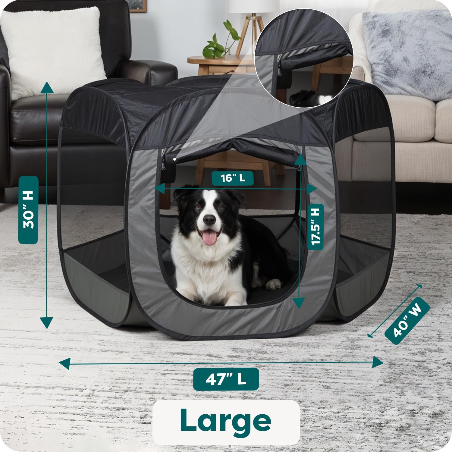 Furhaven Portable Dog Playpen Cat Tent, Pet playground,Kennel foldable indoor outdoor zippered puppy crate - Hunter Green, Medium