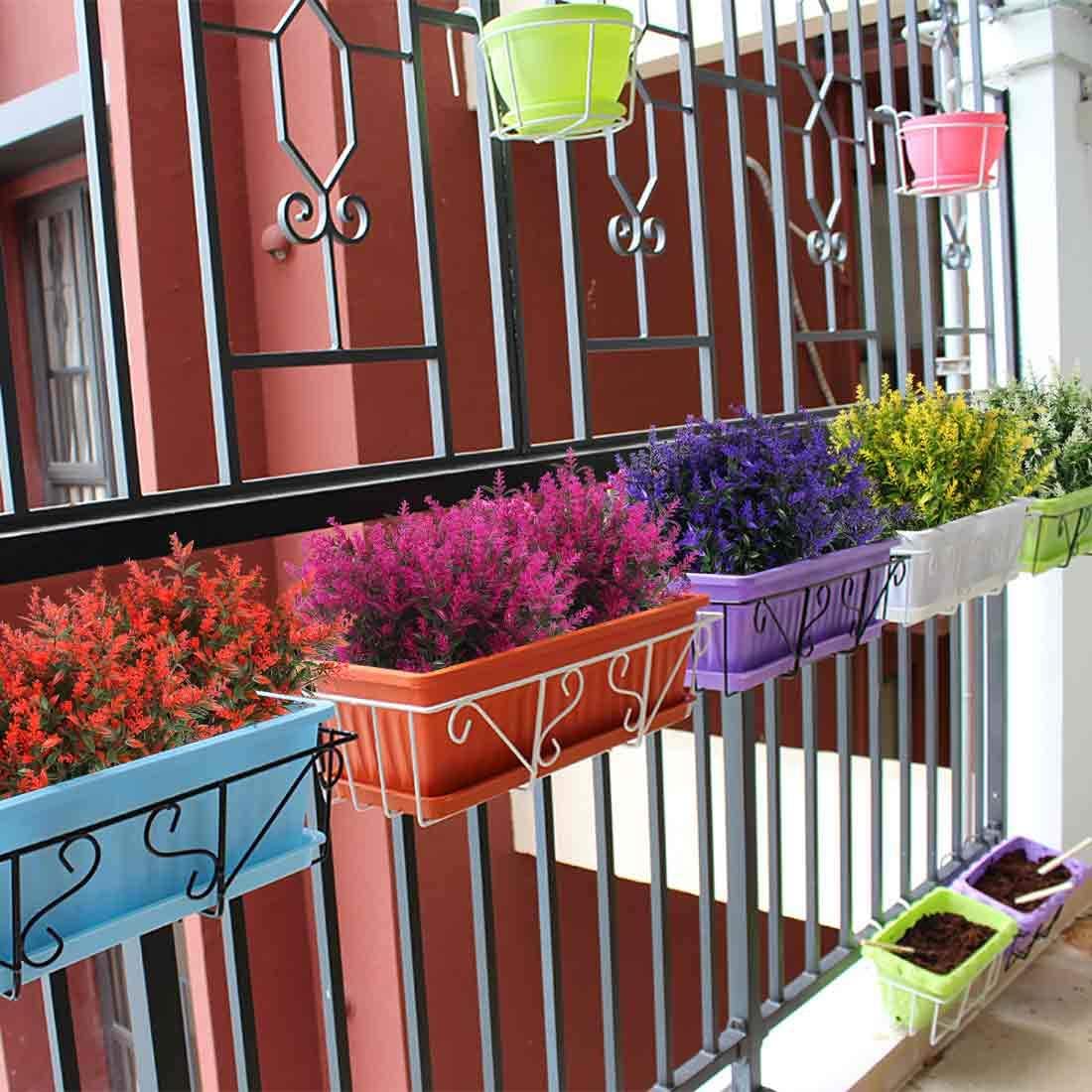 RECUTMS Artificial Greenery Lavender Fake Shrubs Flowers 8 Pcs UV Resistant