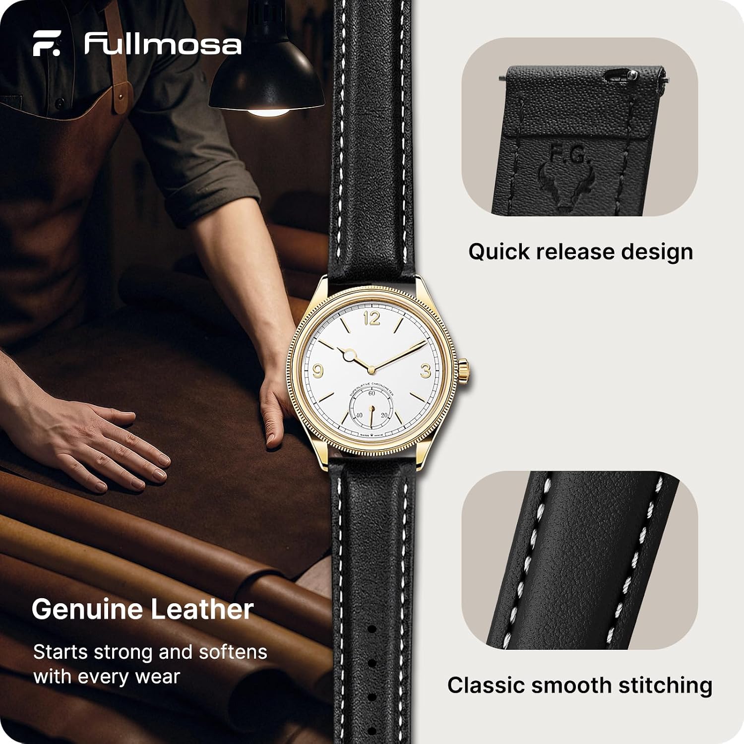 Fullmosa 22mm Quick Release Leather Watch Band for Garmin Samsung Galaxy | Strap for Garmin Vivoactive 4 45mm,Garmin Venu 4(45mm)/Venu 3/Venu 2,Samsung Galaxy Women Men, Red&Silver Buckle