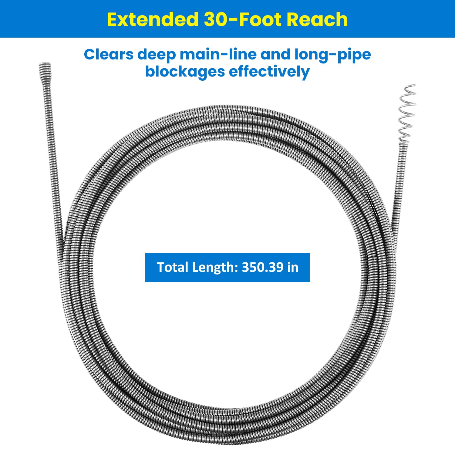 21338 Auto-Spin Replacement Cable for Ridgid - 1/4" x 30' Drain Snake Cable Compatible with K-45 Sink Machine
