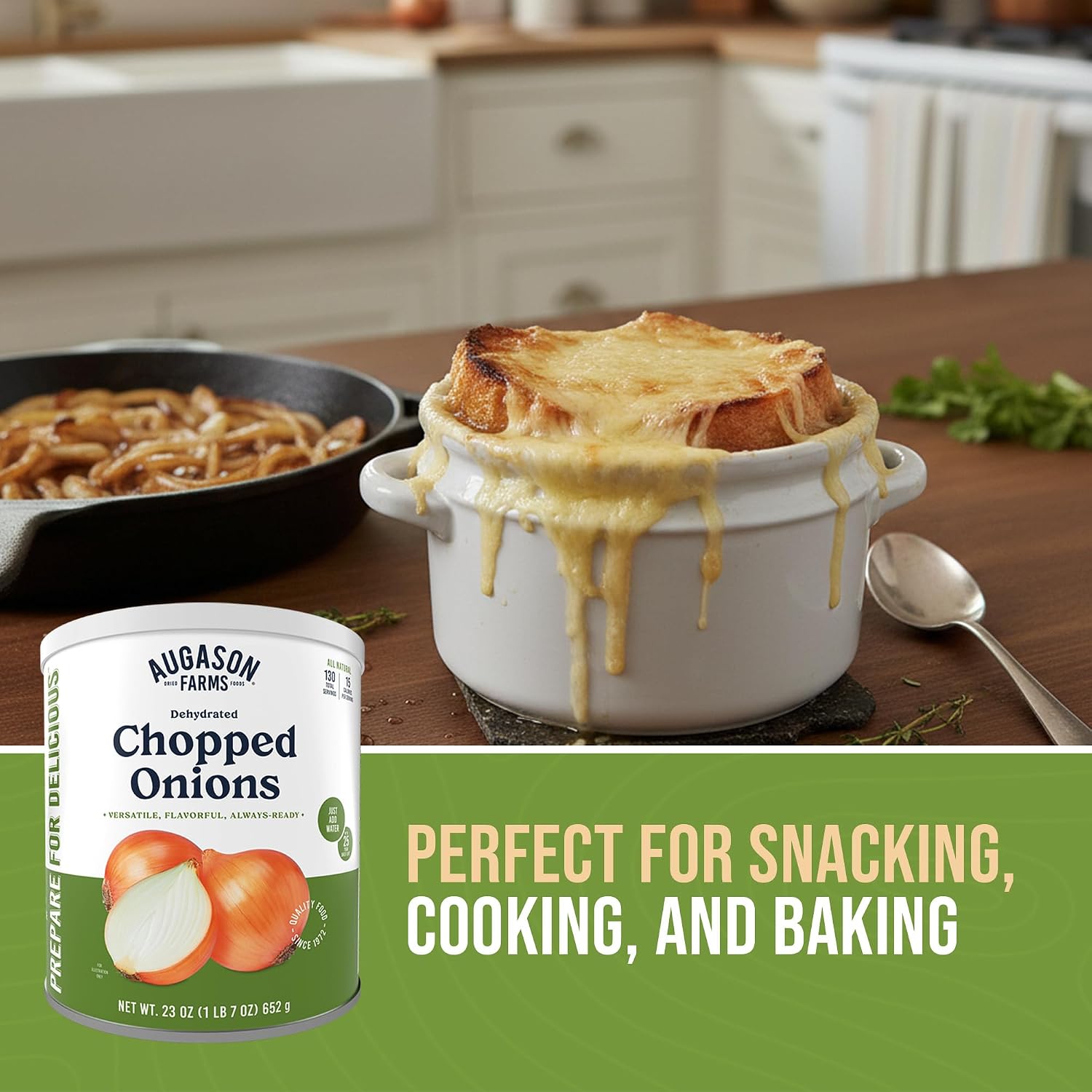 Augason Farms Dehydrated Chopped Onions Can | Emergency Food Supply, 130 Servings, 25 Year Shelf Life, Great for Cooking and Baking, Dehydrated Meals