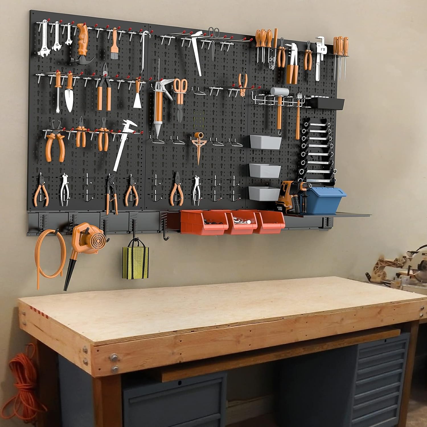 TORACK 109 PCS Pegboard Wall Organizer 48x24 in, Garage Metal Pegboard