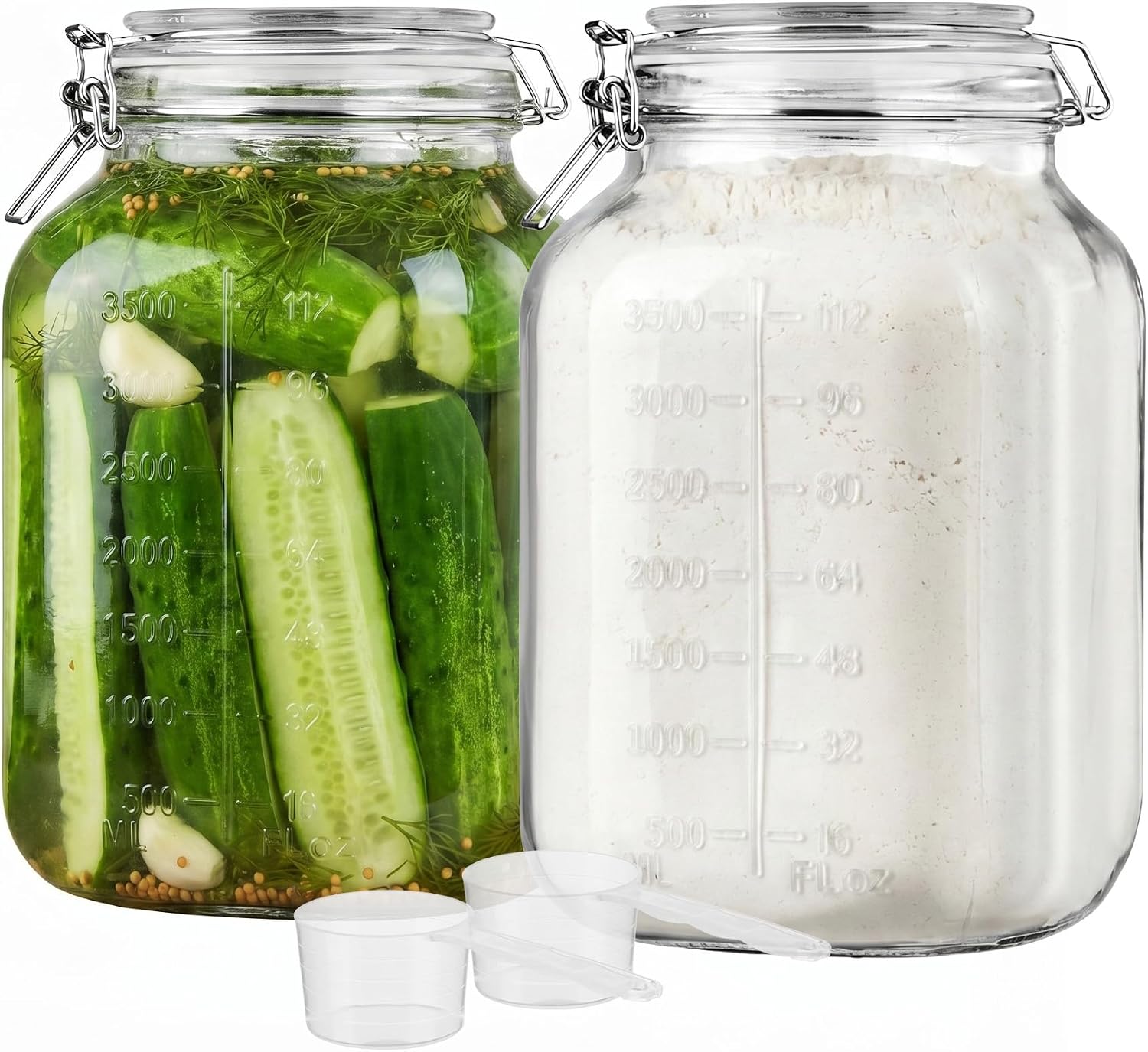 Vtopmart 78oz Glass Food Storage Jars with Airtight Clamp Lids, 3 Pack