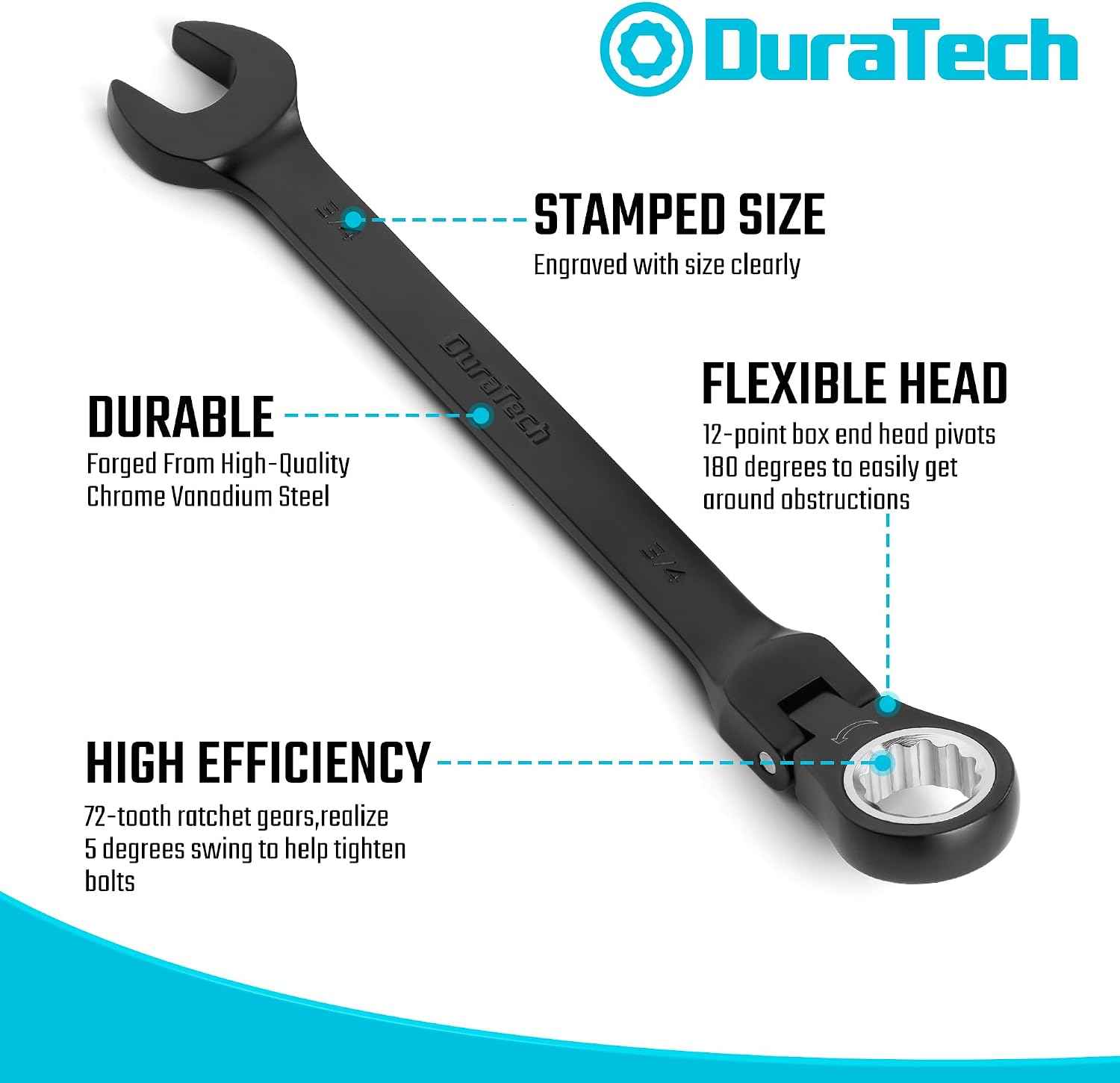 DURATECH 22-Piece Ratcheting Wrench Set, Combination Wrench Set, Metric&SAE