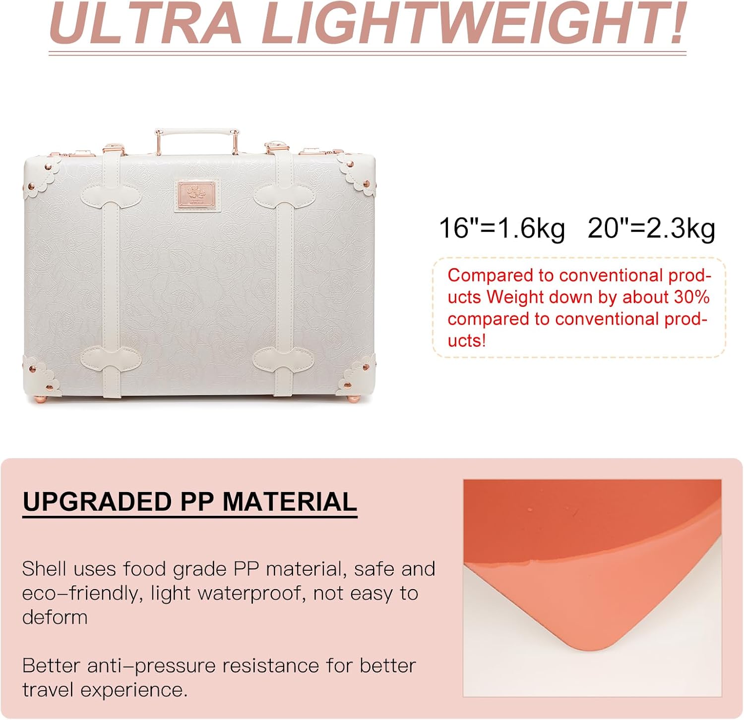 urecity Vintage and Cute Carry-on Overnight Case Non-wheeled Mini Leather Trunk Suitcase with Shoulder Strap