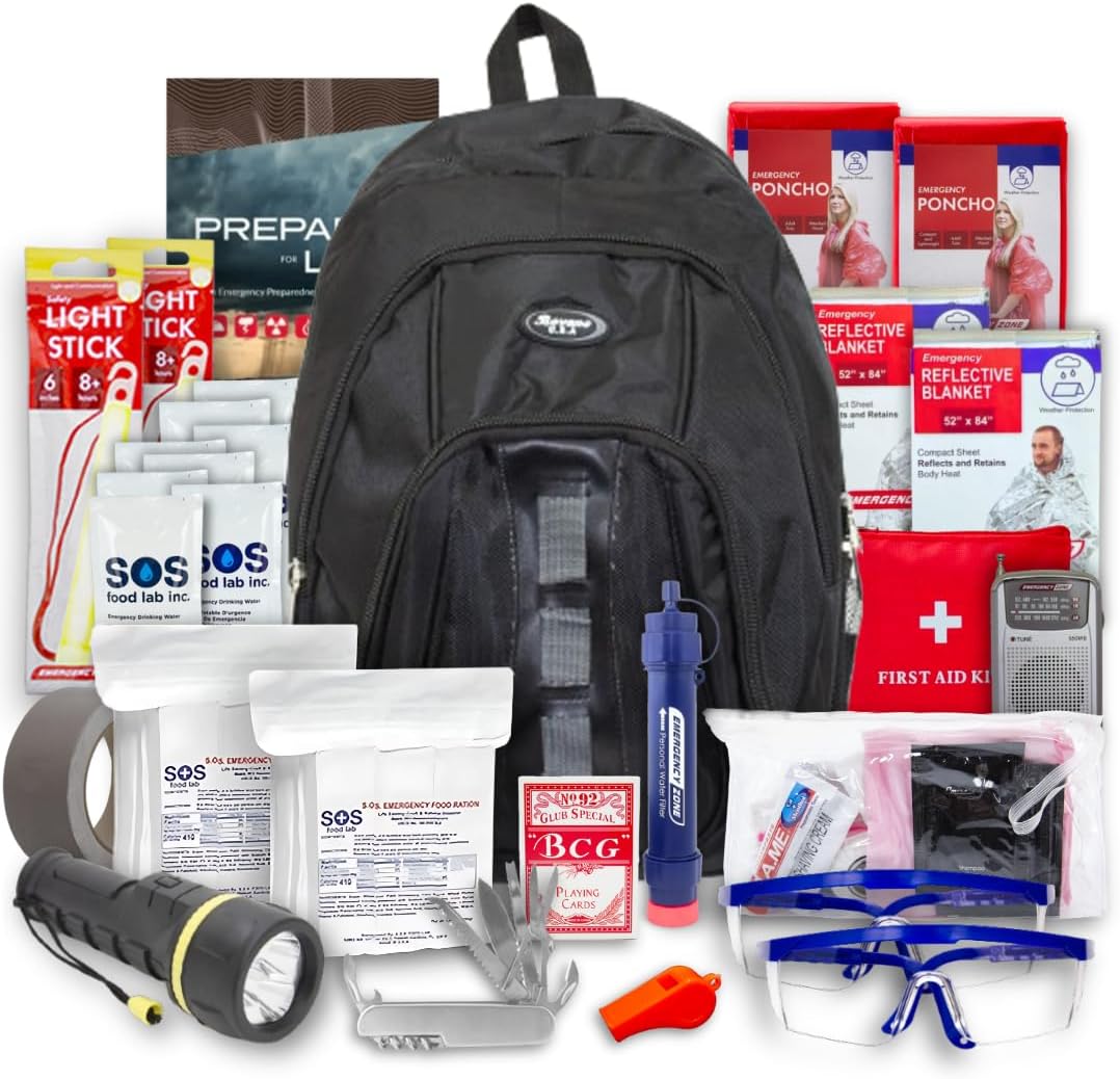 Essentials Complete Deluxe Survival Kit 2 & 4 Person | Bug-Out-Bag | Emergency Go Bag Kit for Wildfires, Hurricanes, and Other Natural Disasters