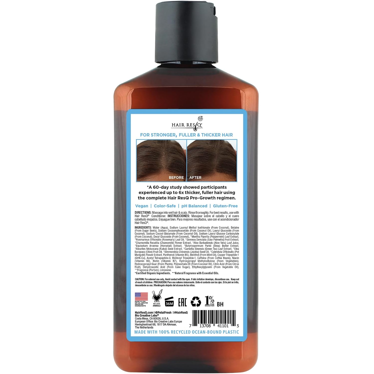 Petal Fresh Hair ResQ Biotin Shampoo for Thinning Hair, Clinically Tested Thickening, Pro-Growth Shampoo for Women & Men, Up to 6X Volume, Rosemary Mint, Caffeine & Peptides, Sulfate Free, 12 fl oz