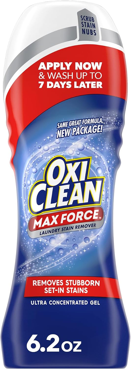 OxiClean Max Force Laundry Stain Remover Gel Stick, 6.2 fl oz | Laundry Pretreat, Dried-In Stain treatment, Food & Grease Stain Removal, Color Safe, Chlorine Free