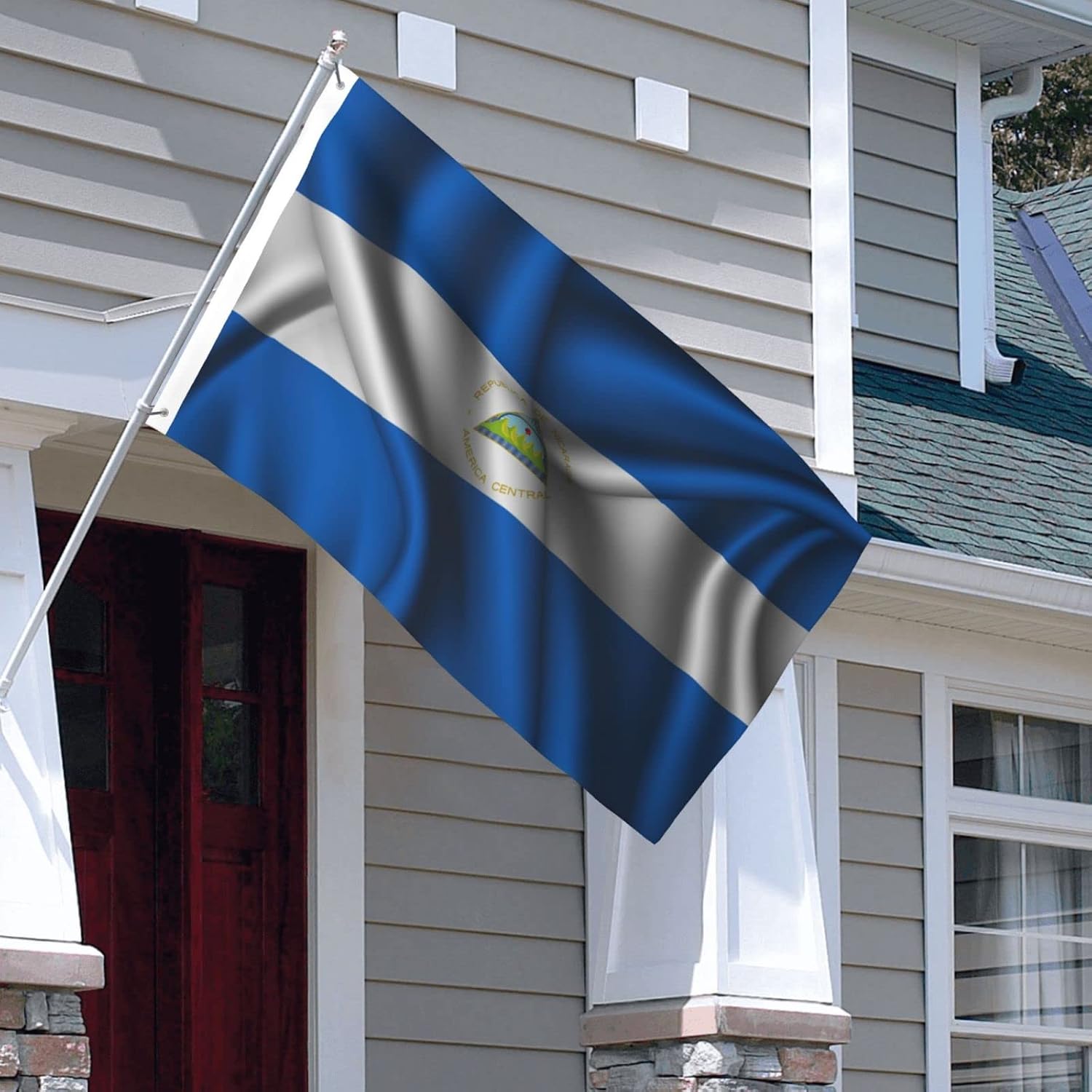 Double Sided Silk Style Flag Of Nicaragua Flag 3x5 FT Outdoor Flags Banners Durable Patio Indoor Decorative Flags Home Party Welcome Flag 3by5 Flag