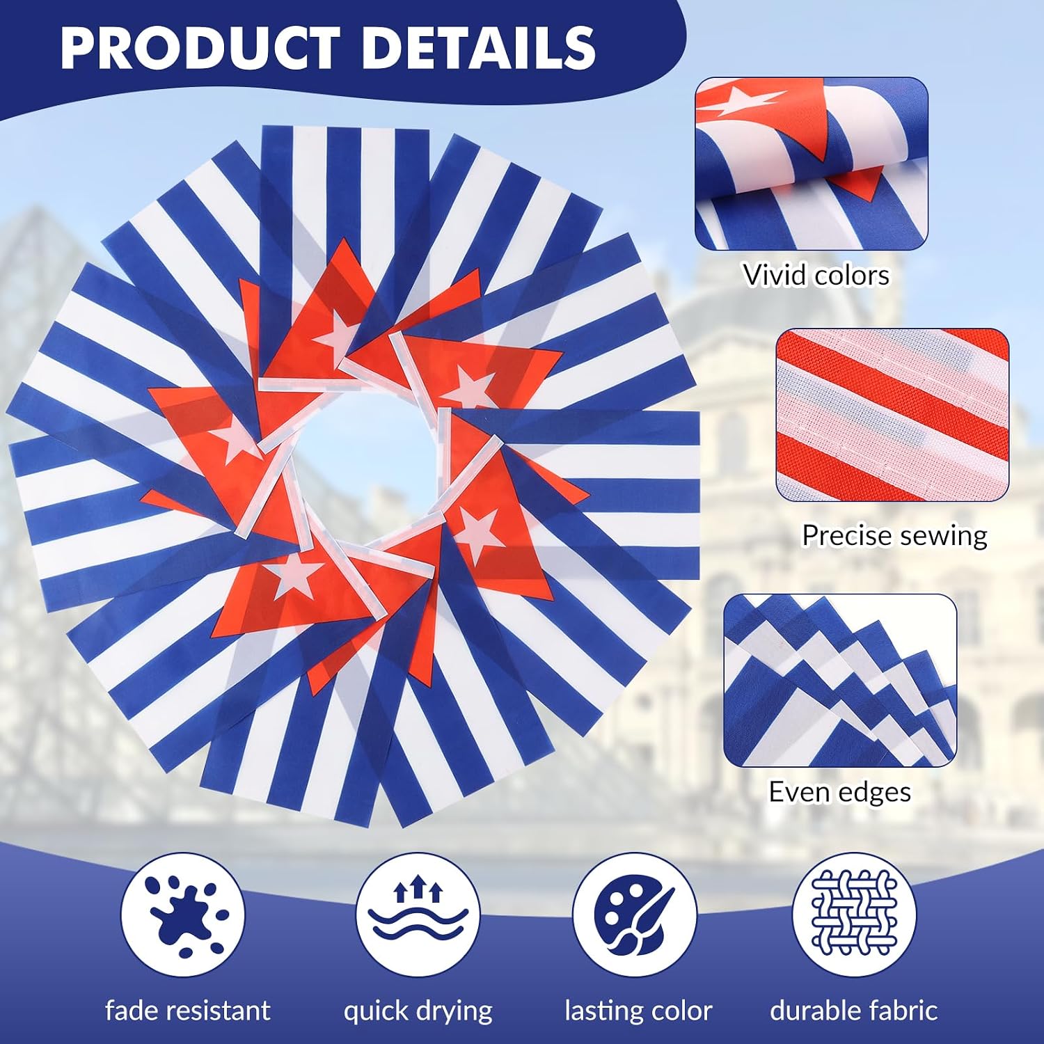 Nicaragua Flag Banner, Small Mini Nicaraguan Flags Patriotic Decoration for Party, Classroom, Sports Events, 33 Feet 30 Flags