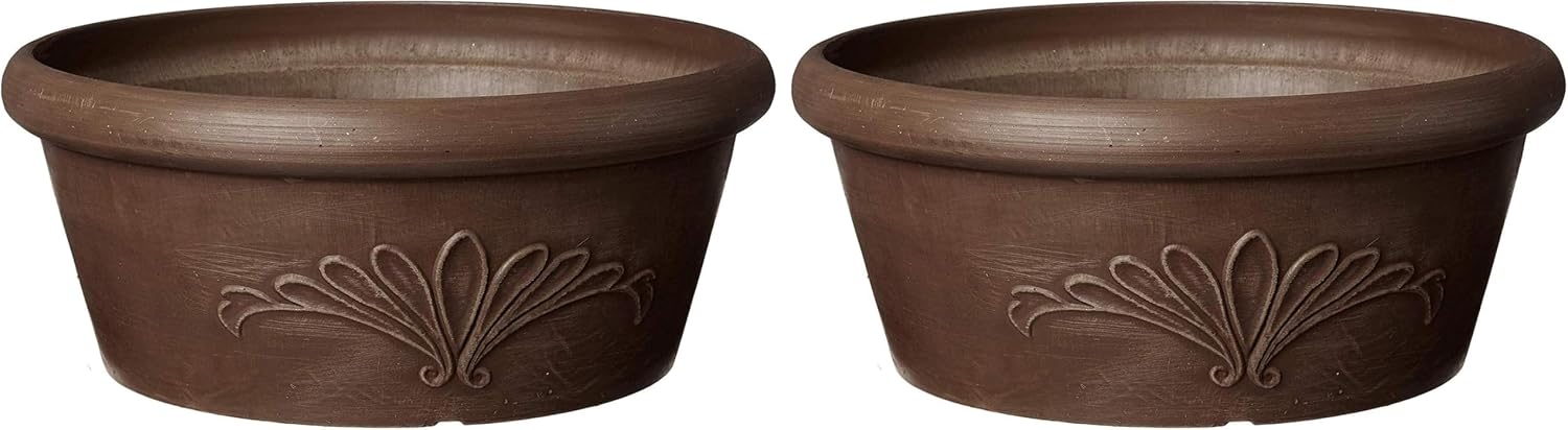 Arcadia Garden Products PSW TA25C Plastic/Stone/Wood Composite Bulb Pan – No Drainage Hole (Drillable), Planter Bowl for Succulents, Bonsai, Fairy Gardens, Herbs,10-Inch, Chocolate