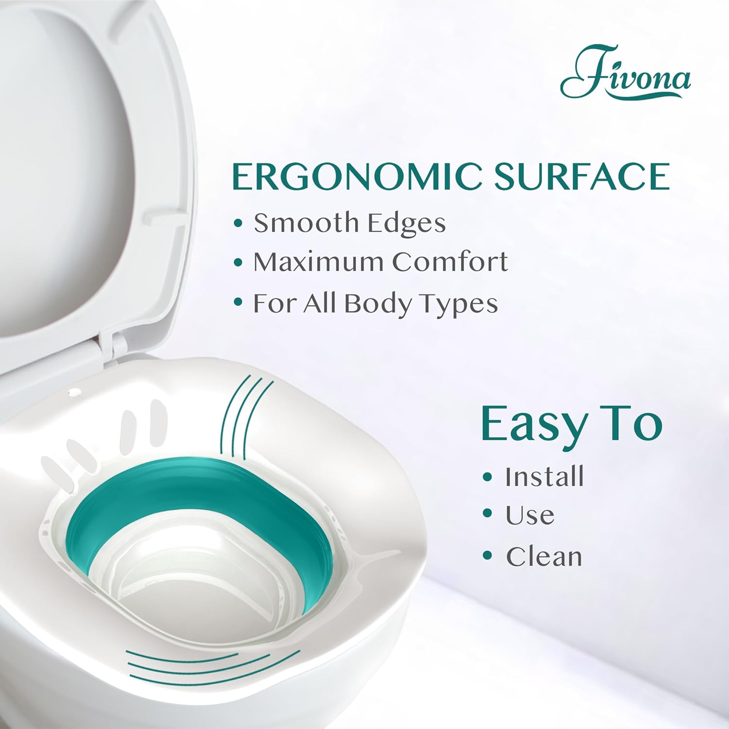 Fivona Sitz Bath for Toilet Seat Postpartum and Hemorrhoids Care - Yoni Steam Seat - Foldable Basin for Epsom Salt Soak - Portable Bidet BPA Free