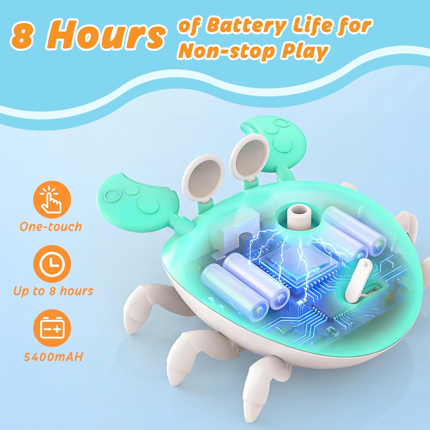 Water Table Pump, 5400mAh Rechargeable Crab Water Pump for Water Table with 3 Modes Sprinkler