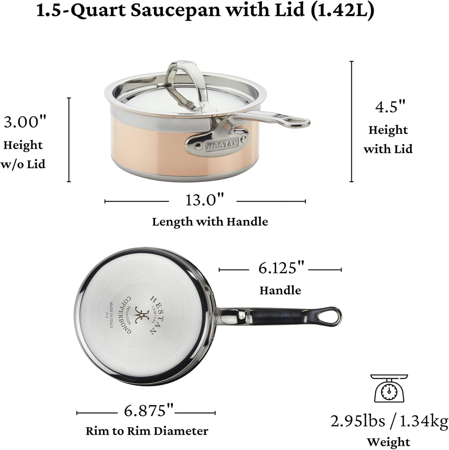 Hestan - CopperBond Collection - 100% Pure Copper Frying Pan, Induction Cooktop Compatible, 8.5-Inch