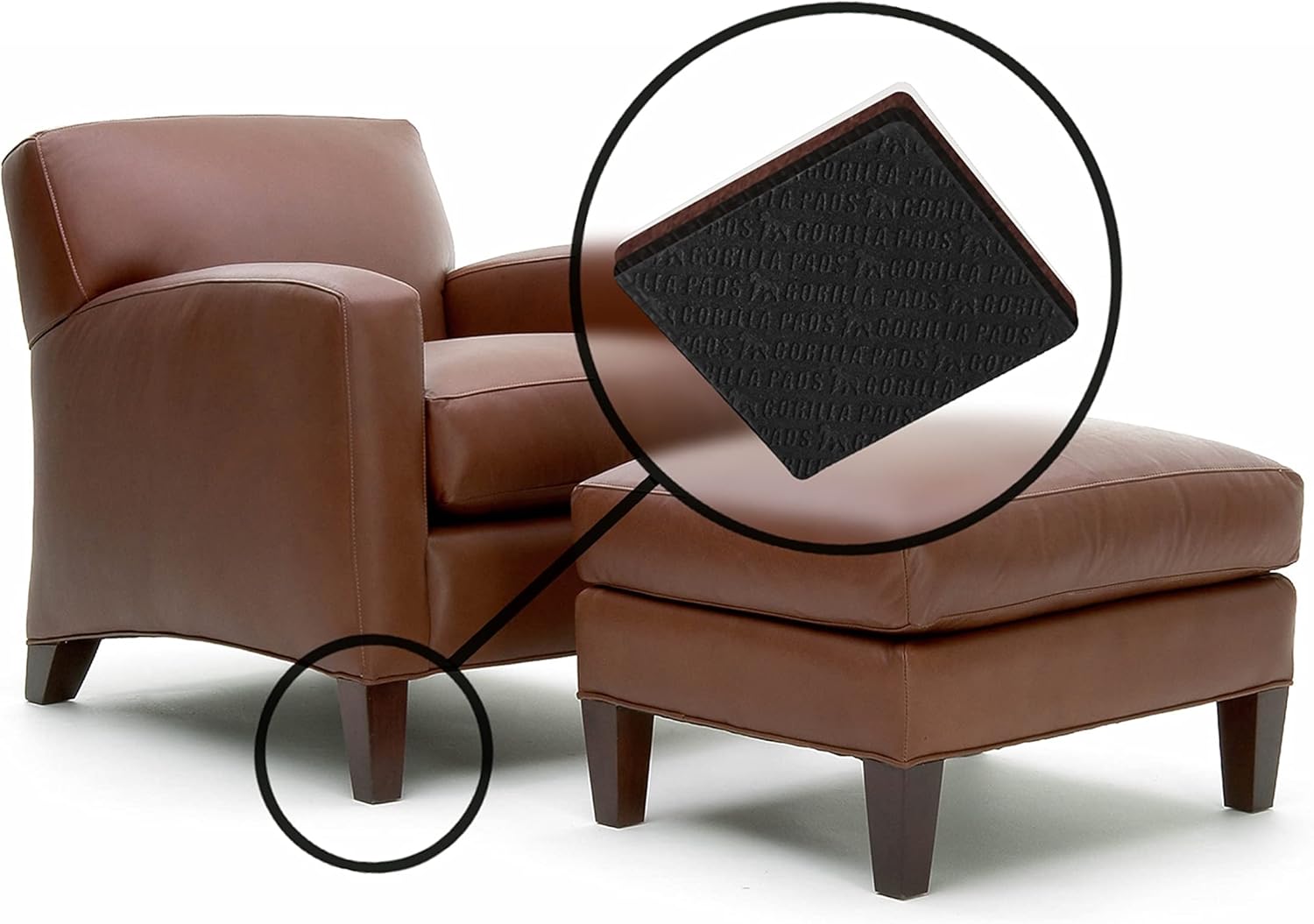 Slipstick GorillaPads CB149 Non-Slip Furniture Pads/Rubber Grippers (Set of 8) Self-Adhesive Furniture Feet Floor Protectors, 1-1/2 inch Round, Black